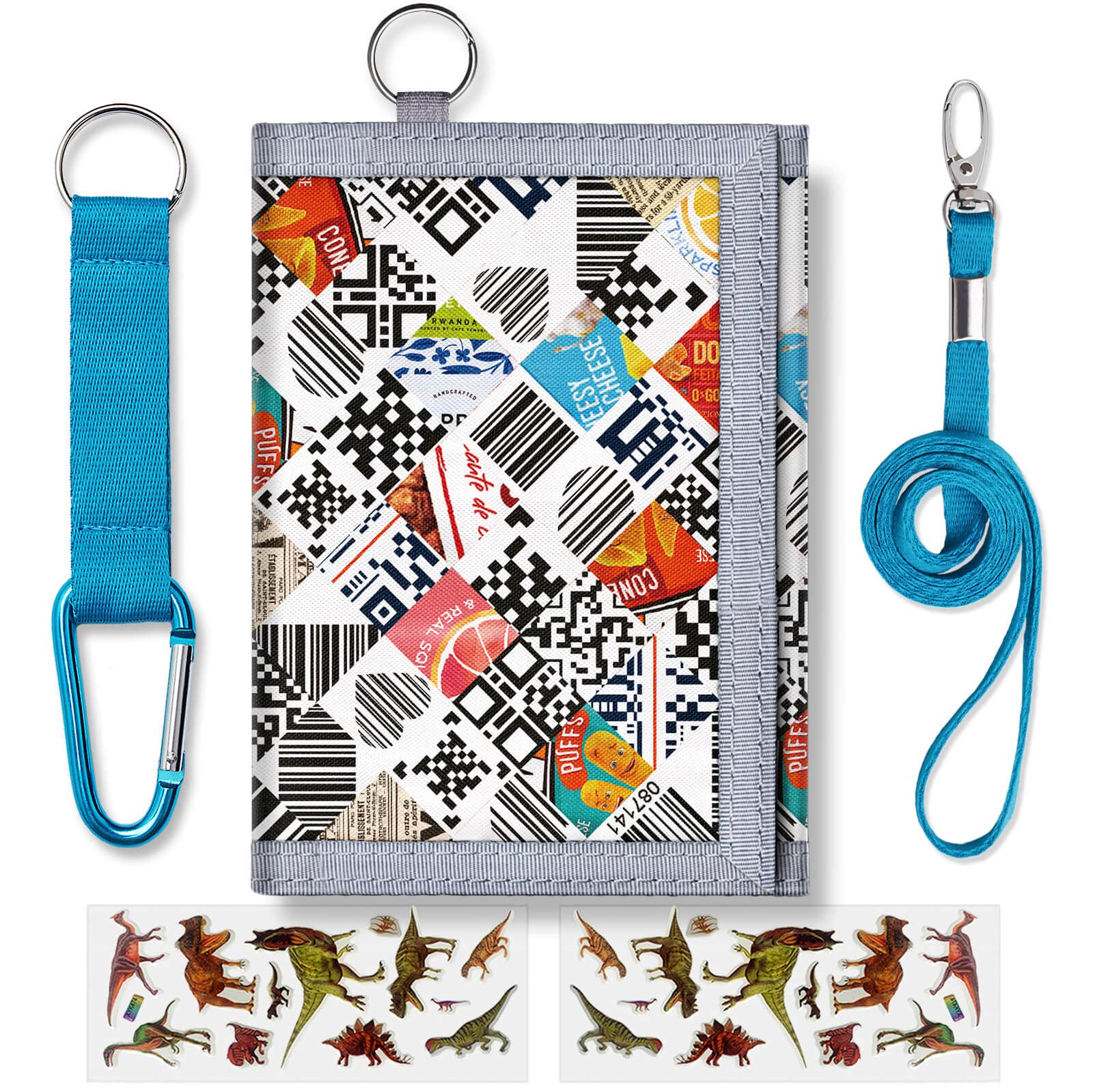 Kids Wallet for Boys & Girls Ages 4-16 - Trifold Zippered Coin Pocket Wallet for Children - Cute Graffiti Design - Perfect for School, Travel & Daily Use