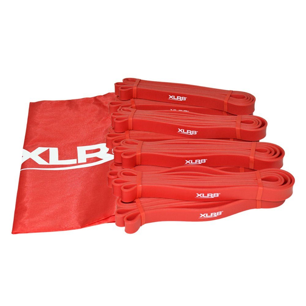 XLR8 Red Resistance Bands Set of 6 - Premium Strength Training Bands for Home Gym, Physical Therapy & Muscle Recovery (Use for Pull-Ups, Squats, Yoga & Fitness Workouts)