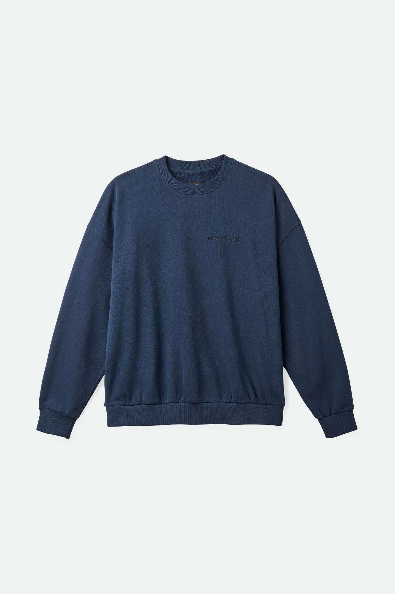 Embroidered Heavyweight Oversized Crewneck Sweatshirt - Washed Navy Blue | Comfortable & Stylish Pullover for Men & Women | Perfect for Casual Wear, Street Style & Loungewear
