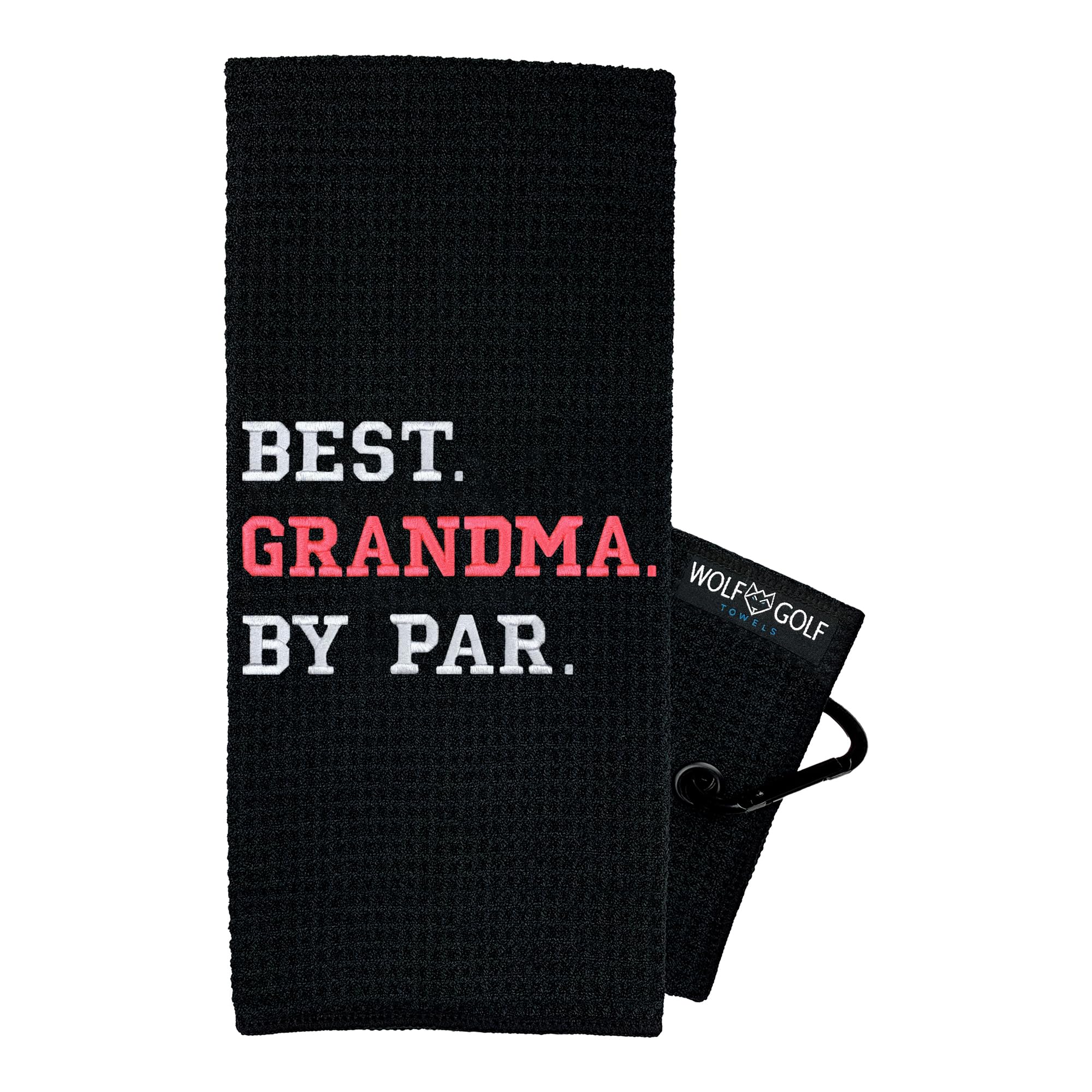 Best Grandma by Par Golf Towel - Premium Embroidered Golf Towel for Women | Funny Golf Gifts & Accessories | Perfect for Course, Practice & Tournament Play