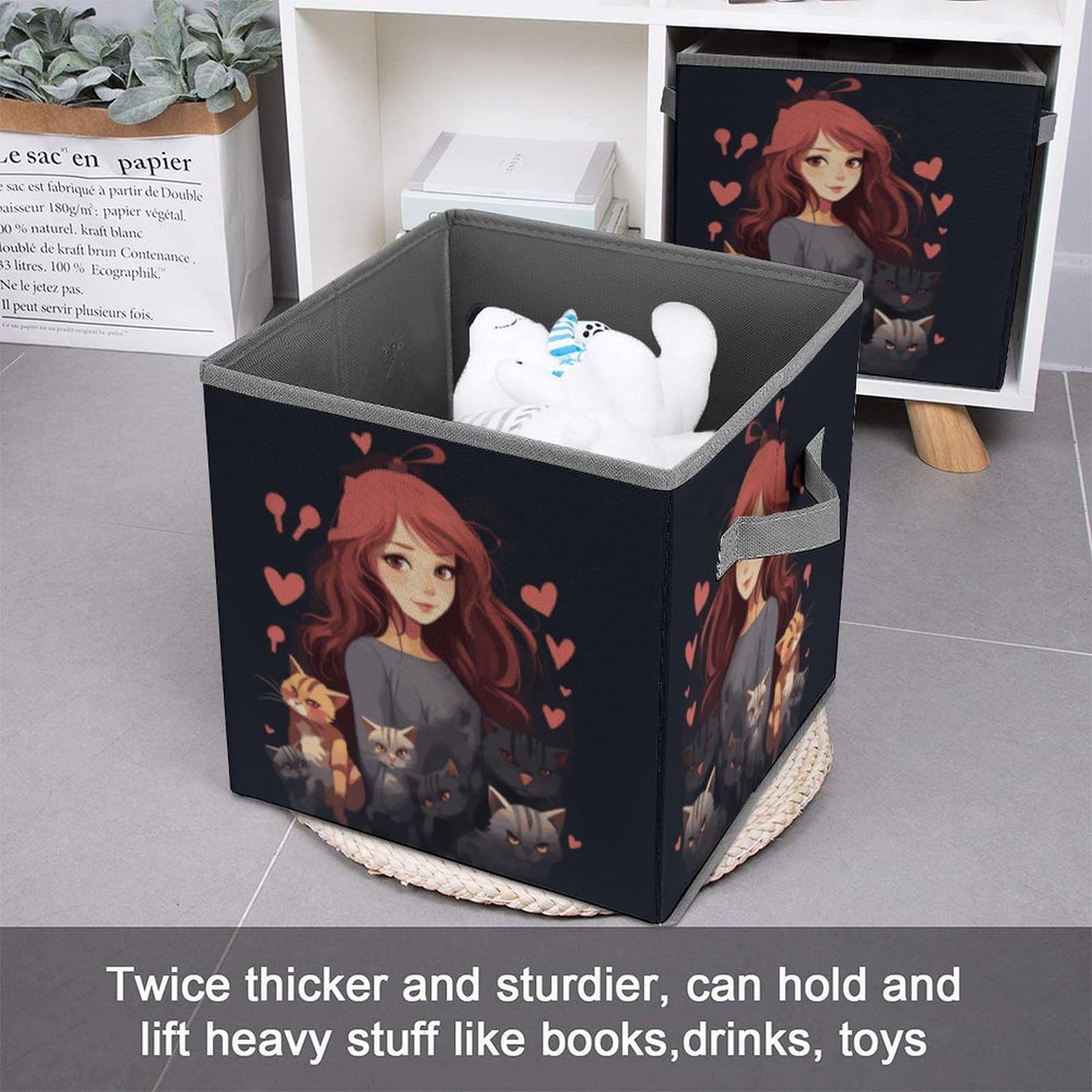 Foldable Storage Cubes with Handles - Cat Lover's Closet Organizer for Clothes, Shelves & Cabinets | Perfect for Bedroom, Dorm & Home Organization