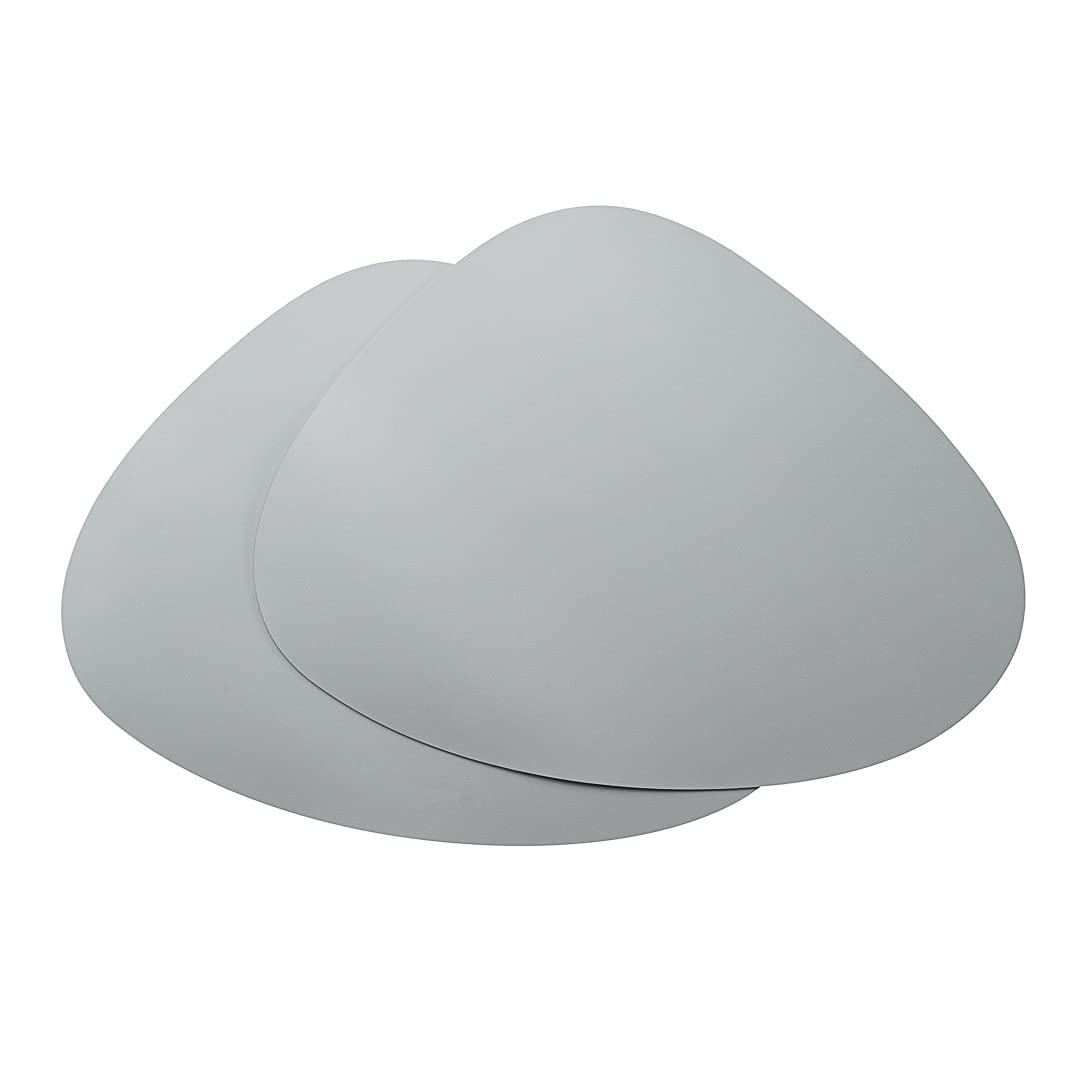 Restaurantware 16 Inch Egg-Shaped Vinyl Table Placemats - Set of 6 Stain-Resistant Gray Embossed Placemats with Leather-Like Texture for Dining Tables, Kitchen Countertops & Office Desks - Surface Protection for Daily Use
