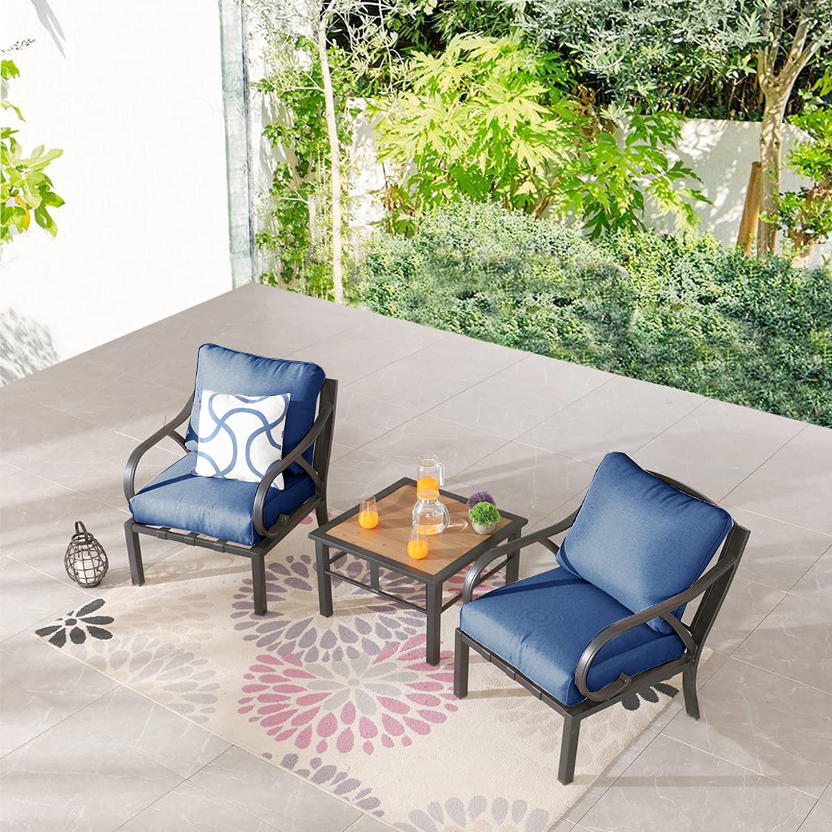 **Weather-Resistant Aluminum Composite Panel Outdoor Side Table with Wood Grain - Patio, Bistro & Conversation Coffee Table for Outdoor Furniture Sets - Perfect for Backyard, Garden & Poolside Relaxation**