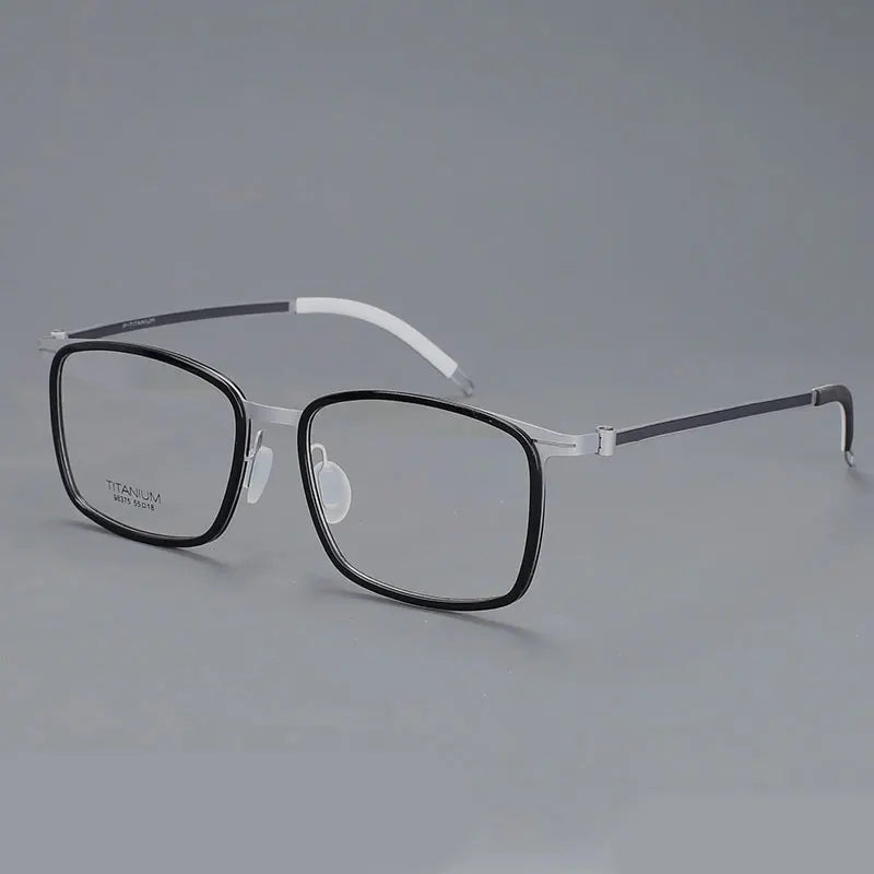CCspace Unisex Full Rim Square Screwless Titanium Eyeglasses 57174 - Lightweight Durable Frame for Men & Women - Perfect for Reading, Work & Everyday Use