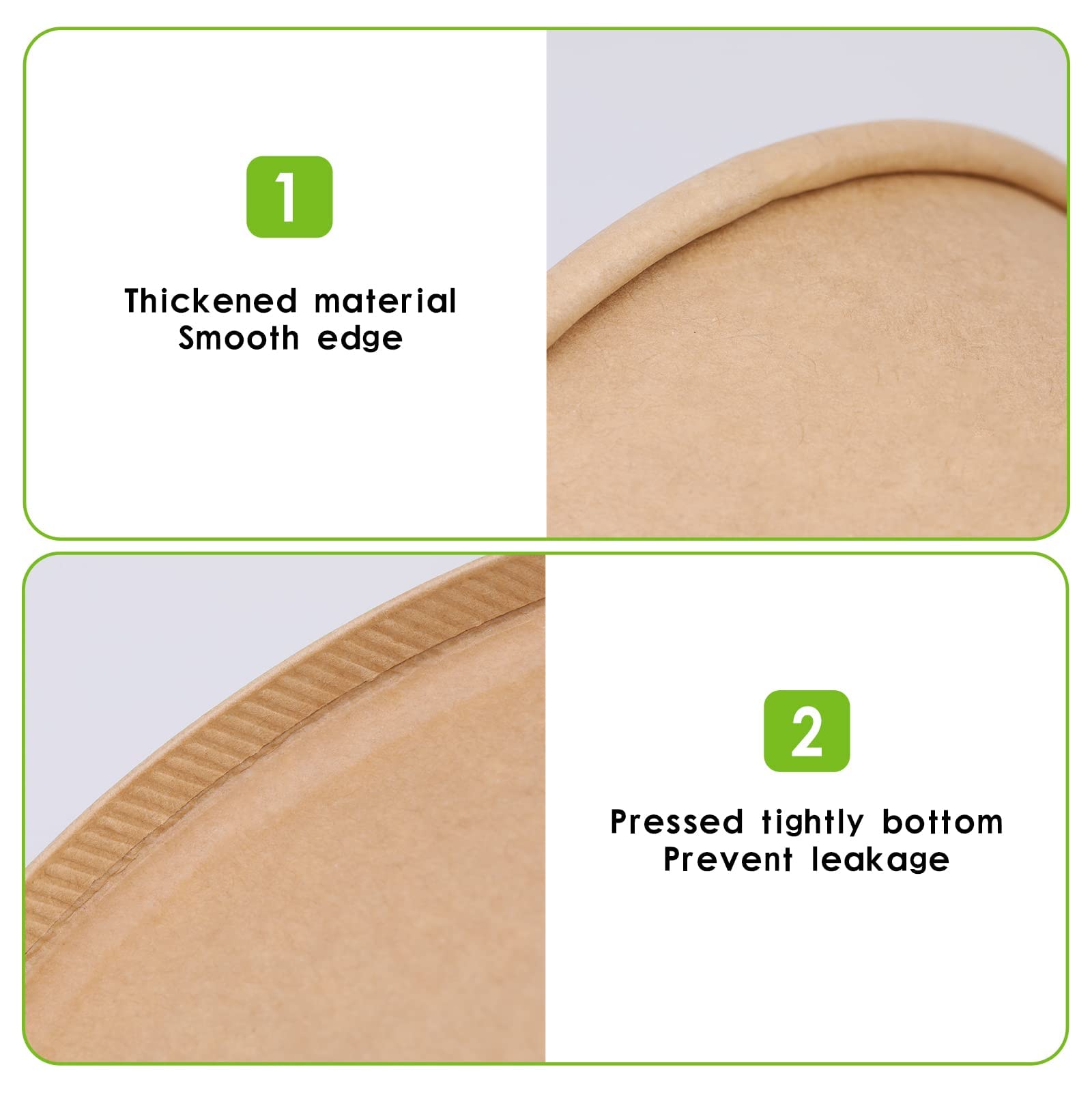 17oz Disposable Paper Bowls 50-Pack with Lids - Salad, Soup & Ice Cream Bowls for Parties & Takeout