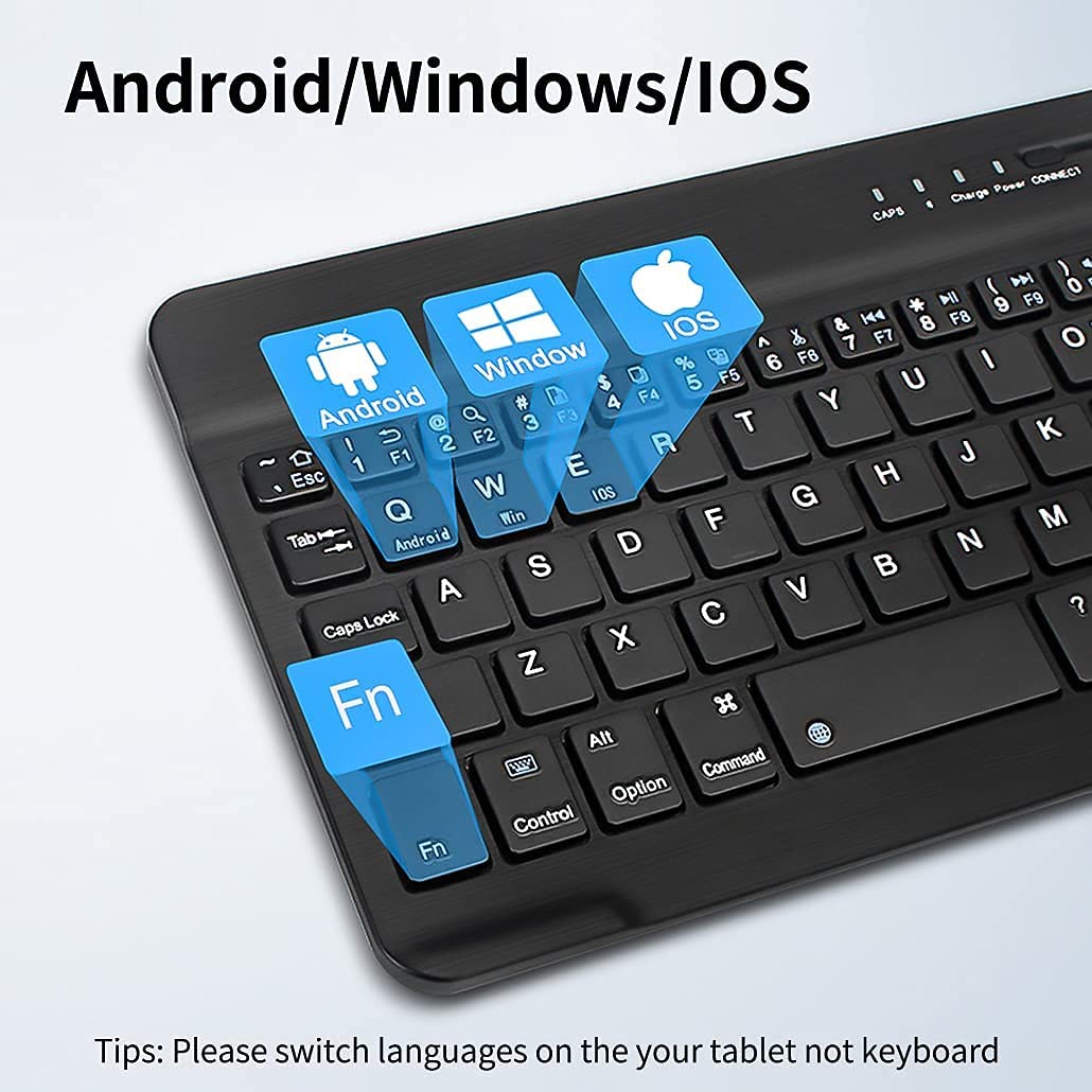 Slim Wireless Bluetooth Keyboard - Universal Compatible with Windows, Mac, Android, iOS, iPad & Tablet - Perfect for Home Office, Travel & Remote Work