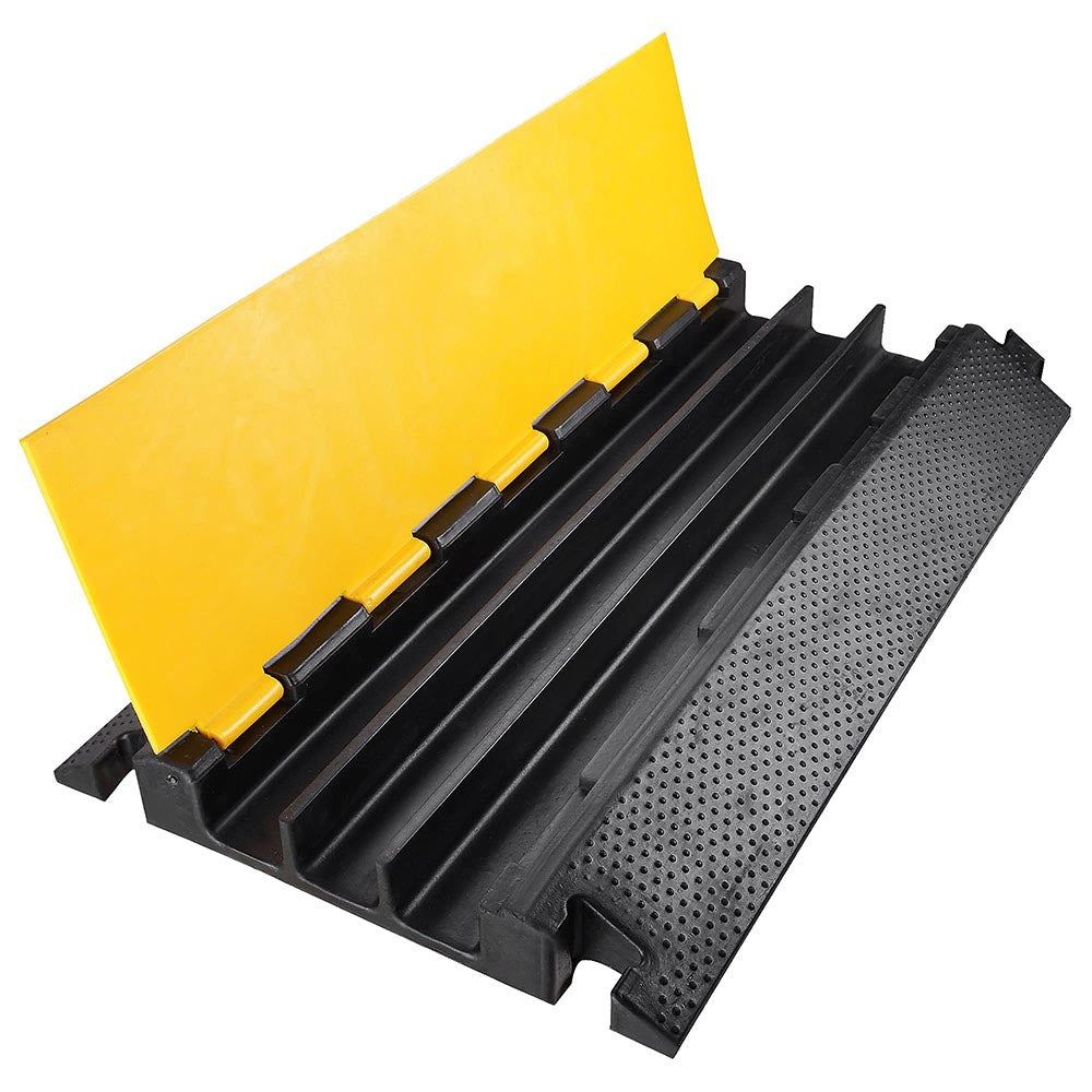 3-Channel Cable Protector Ramp - Heavy Duty Rubber Cord Cover for Warehouse, Sidewalk & Traffic Safety - Protects 2-3 Cables - Ideal for Events, Construction Sites & Outdoor Use