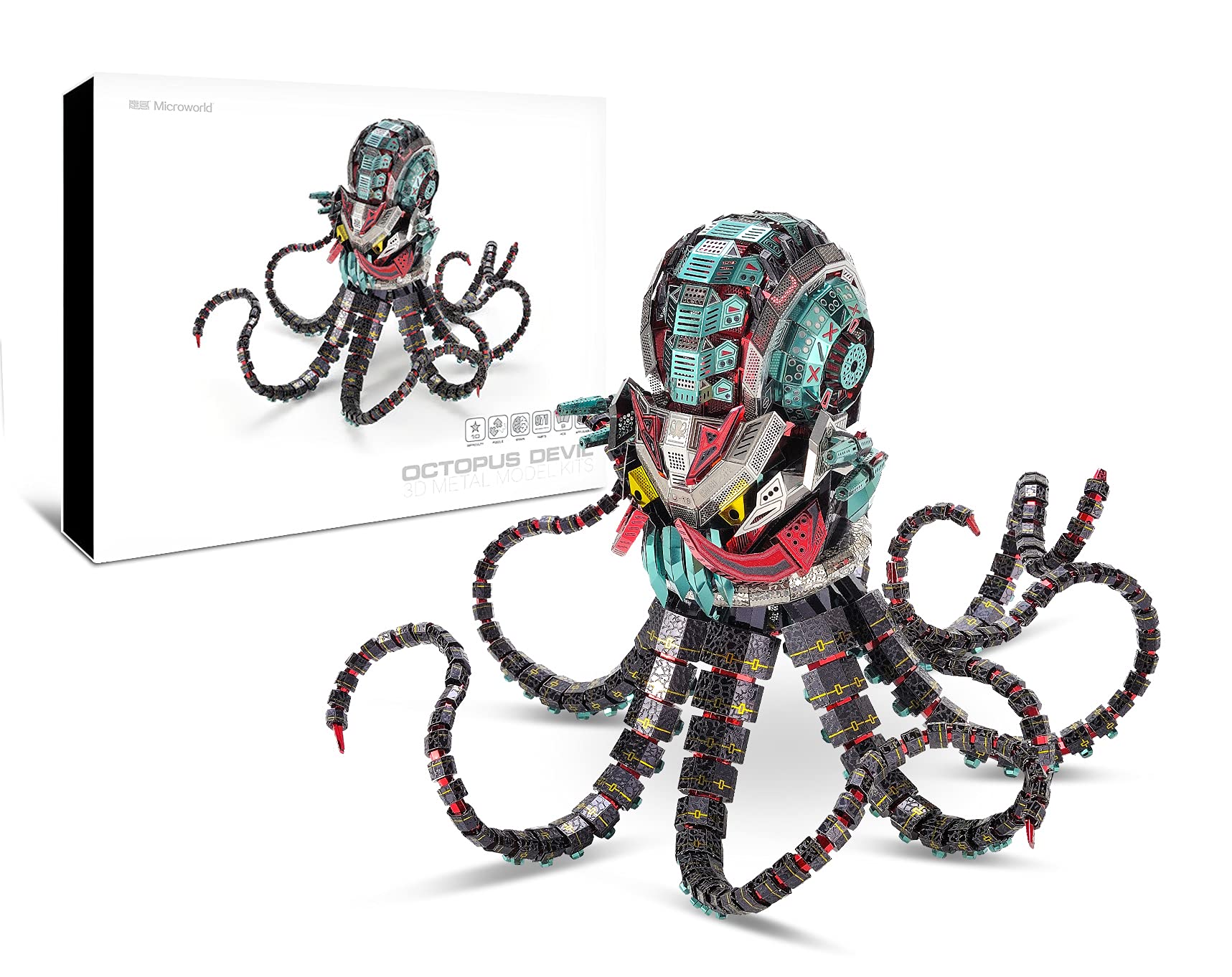 3D Metal Puzzle Octopus Devil - Mechanical DIY Model Kit for Adults & Teens | Laser Cut Metal Earth Brain Teaser | Home Decor, Office Desk Toy & Unique Gift for Men, Boys, Puzzle Lovers | STEM Educational Activity & Stress Relief Craft