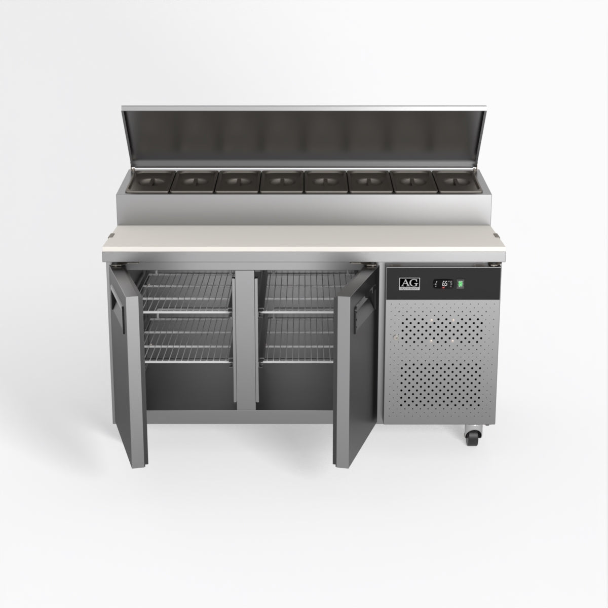 AG 2 Door Saladette Refrigerator with 8 x 1/3 GN Trays - Commercial Kitchen & Restaurant Use