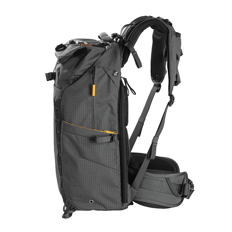 VEO Active 53 Gray Camera Backpack with USB Charger Port - Waterproof DSLR Camera Bag for Travel & Outdoor Photography