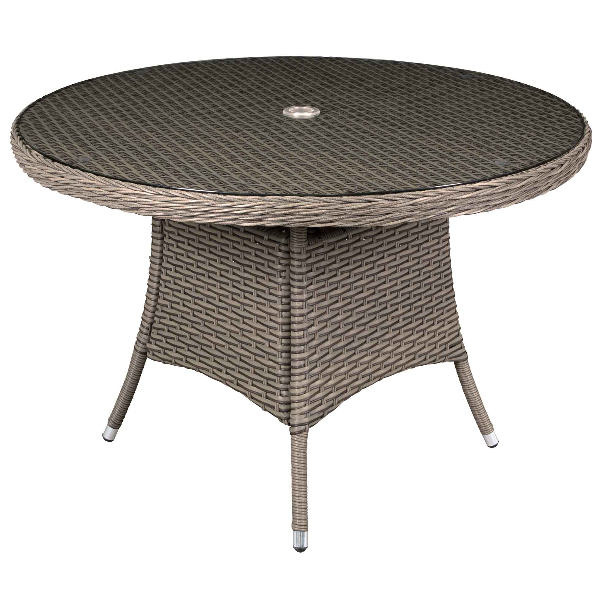 Chester Rattan Wicker Outdoor Dining Table with Tempered Glass Top - Brown (DG66) | Weather-Resistant Patio Furniture for Backyard, Garden & Poolside Dining