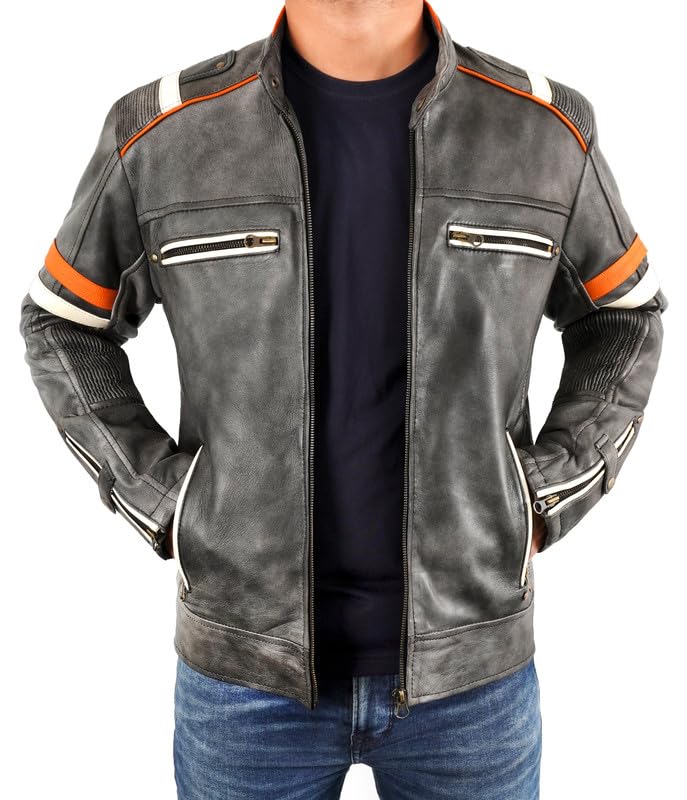 Men's Black Real Lambskin Leather Motorcycle Jacket - Premium Biker Jacket for Men - Perfect for Riding, Casual Wear & Outdoor Adventures