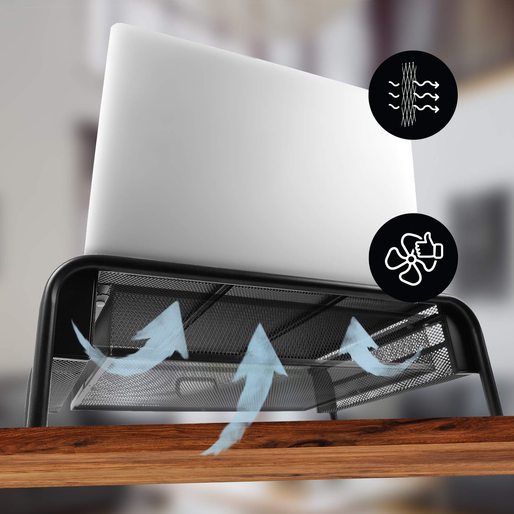 Duronic DM072 Metal Monitor Stand Riser with Storage Drawer - 33x26cm Black Ergonomic Desk Shelf for PC, Laptop & Computer Screens (10kg Capacity) - Perfect for Home Office, Gaming Setup & Workspace Organization