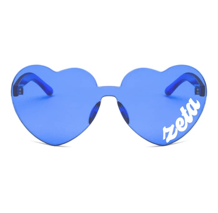 Zeta Tau Alpha Sorority Sunglasses - Heart Shaped UV Protection Glasses with ZTA Logo | Greek Letter Organization Accessories | Perfect for Big/Little Reveal, Bid Day & Sisterhood Events