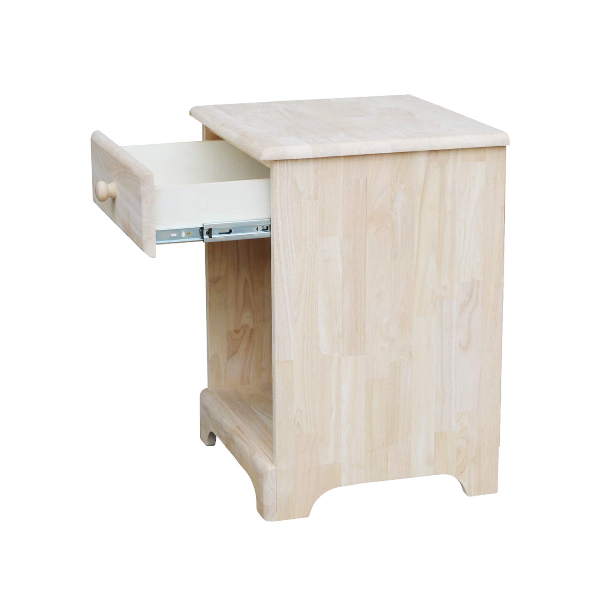 Unfinished Night Stand with One Drawer - International Concepts Bedside Table for Bedroom, Living Room & Guest Room
