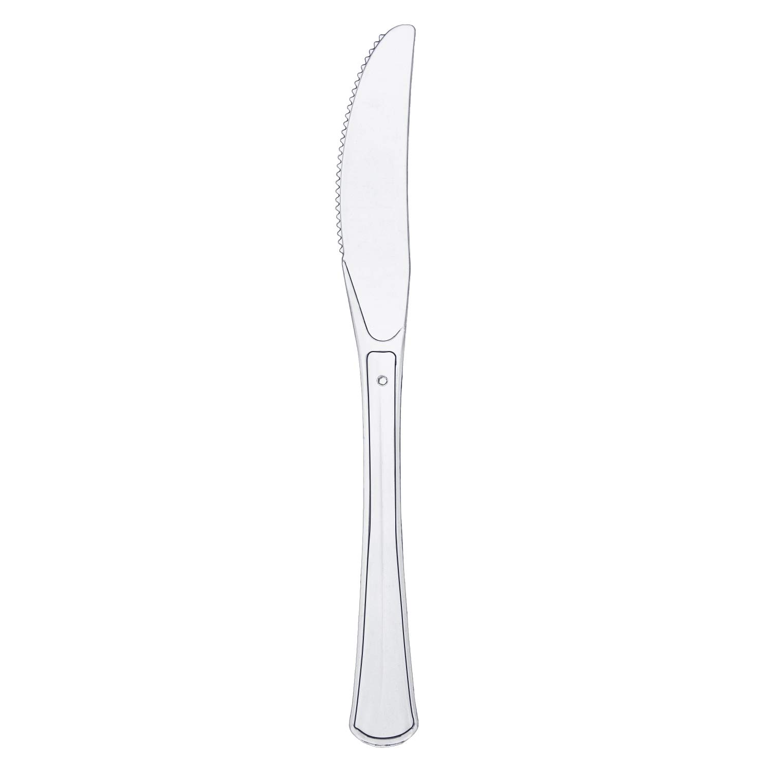 48-Pack Heavy Duty Clear Plastic Full-Size Party Knives - Durable Disposable Cutlery for BBQs, Picnics & Large Gatherings - Bulk Catering Supplies