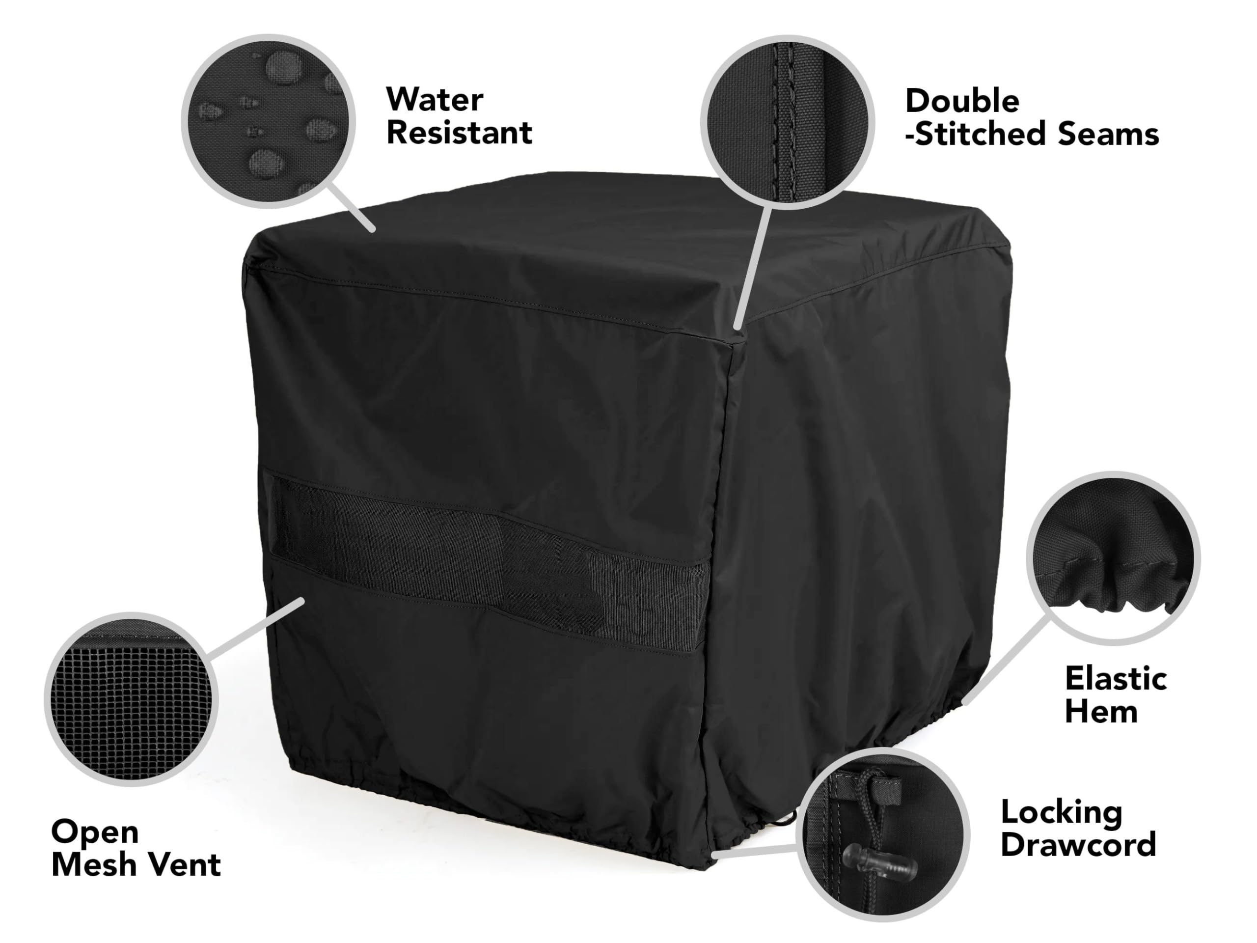 Waterproof Square Dining Table Cover 52x52 Inches - Breathable Mesh Polyester Patio Tablecloth for Outdoor Use, Fits 52W x 52D x 25H, Black - Perfect for Backyard BBQ, Garden Parties & Poolside Dining