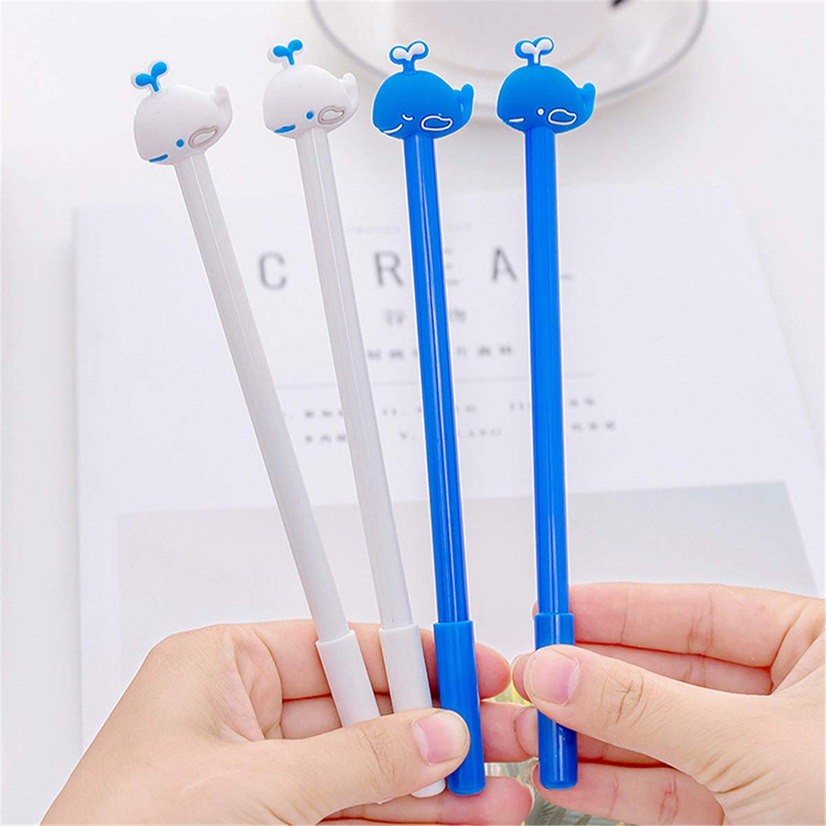 **Whale-Shaped Gel Ink Pens - 6 Pack Cartoon Water Jet Design, Fun School & Office Supplies for Kids & Girls - Perfect for Note Taking, Homework, and Creative Writing**