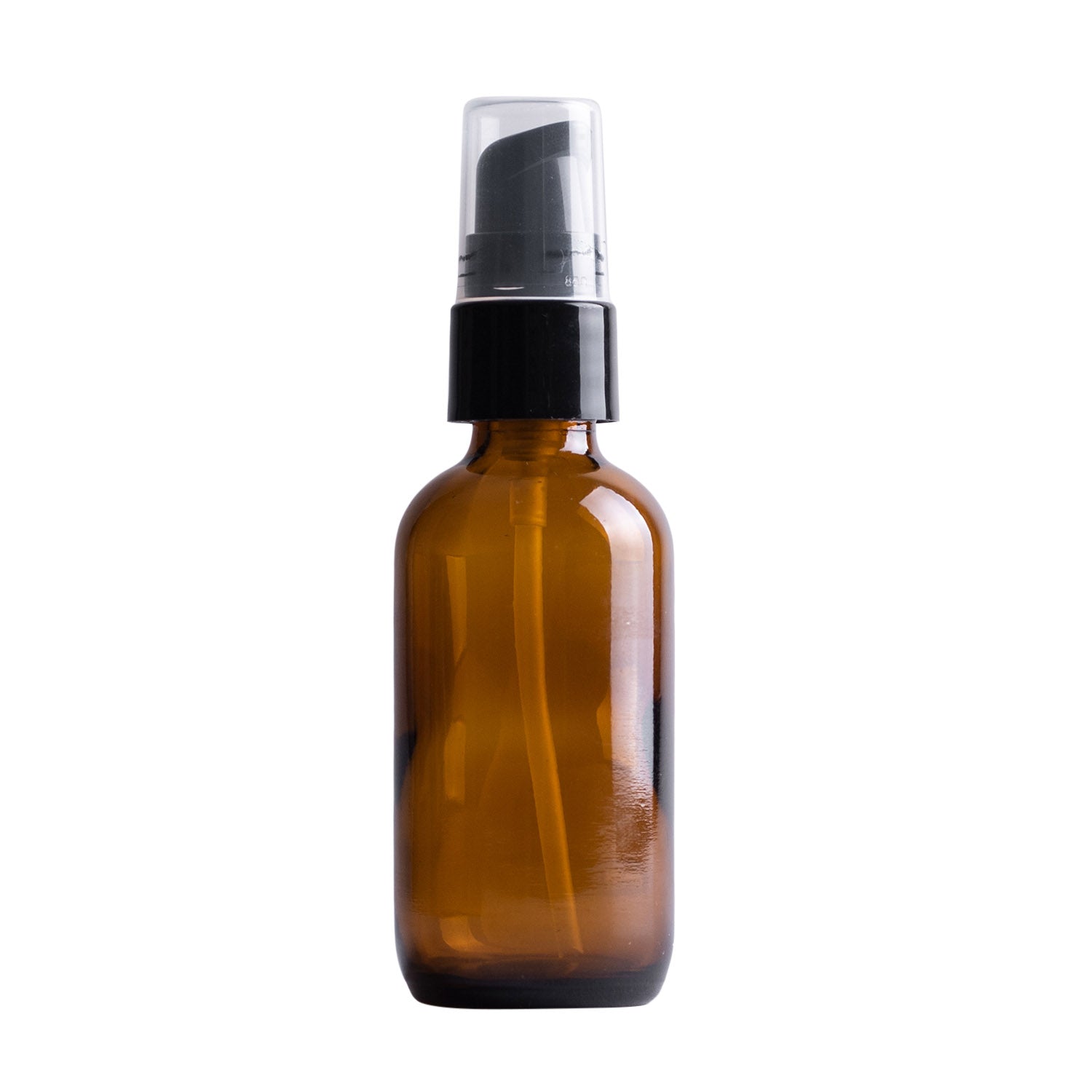 Amber Glass Bottle with Black Treatment Pump - Essential Oil Dispenser for Aromatherapy, Skincare & DIY Beauty Products - Perfect for Home, Spa & Travel Use