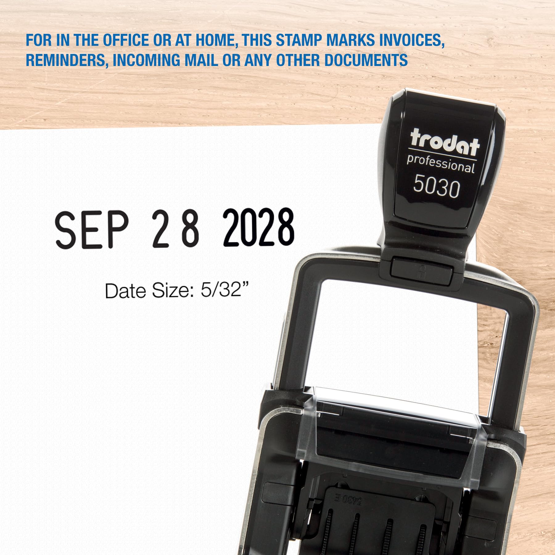 Trodat 5030 Professional 4.0 Self Inking Date Stamp - 1-5/8” x 3/8” Impression Size - Black Ink - Perfect for Office Documents, Invoices & Legal Paperwork