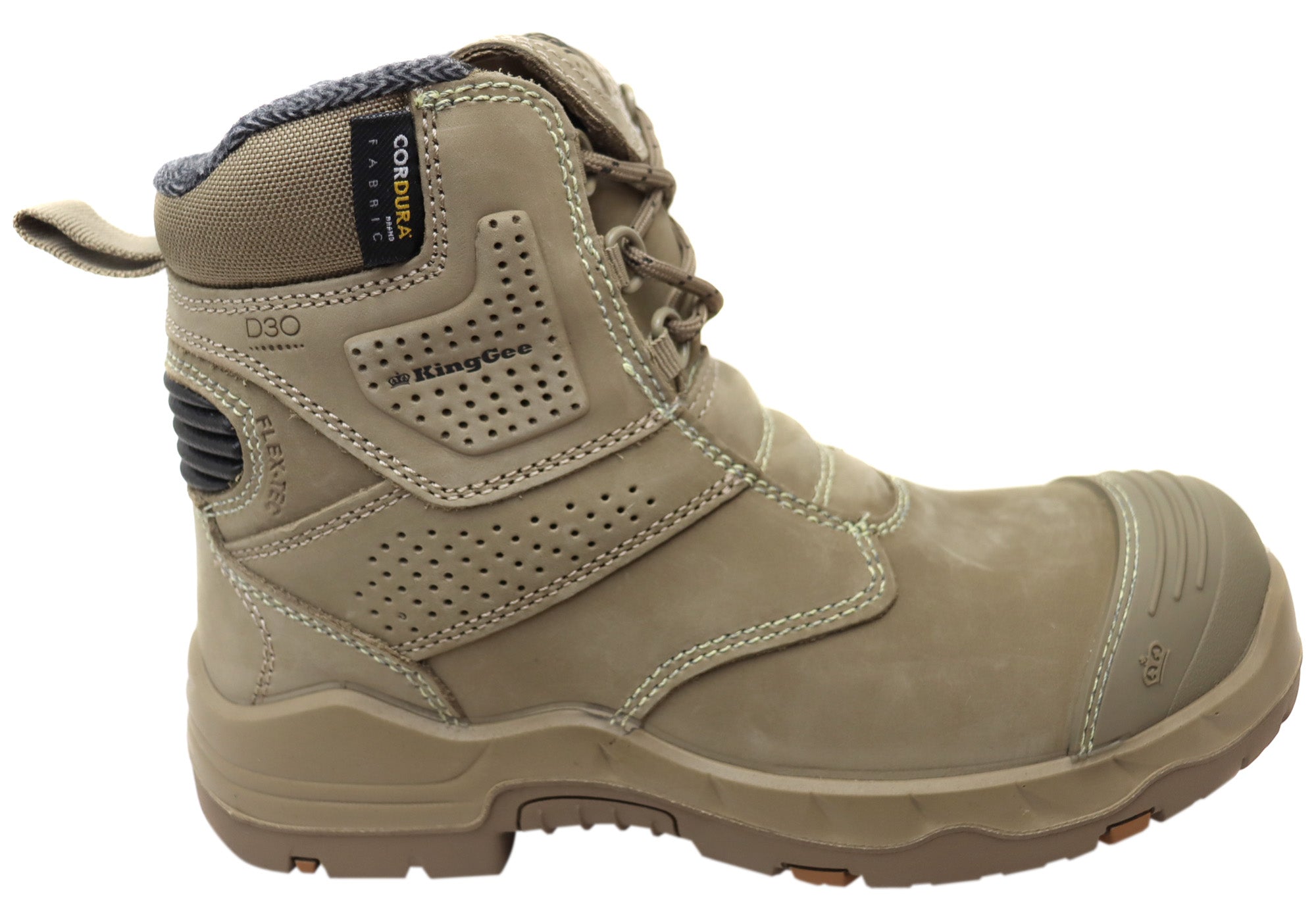 KingGee Bennu Pro 6 Women's Leather Work Boots - Comfortable & Durable Safety Shoes for Construction, Hiking & Outdoor Work - Stone Color