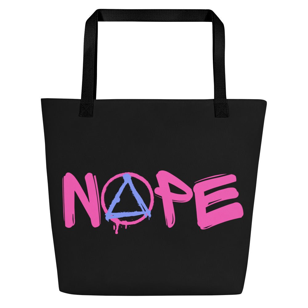 NOPE Graffiti Sobriety Symbol Large Tote Bag - Stylish Reusable Shopping Bag for Recovery Support, Groceries & Beach Outings