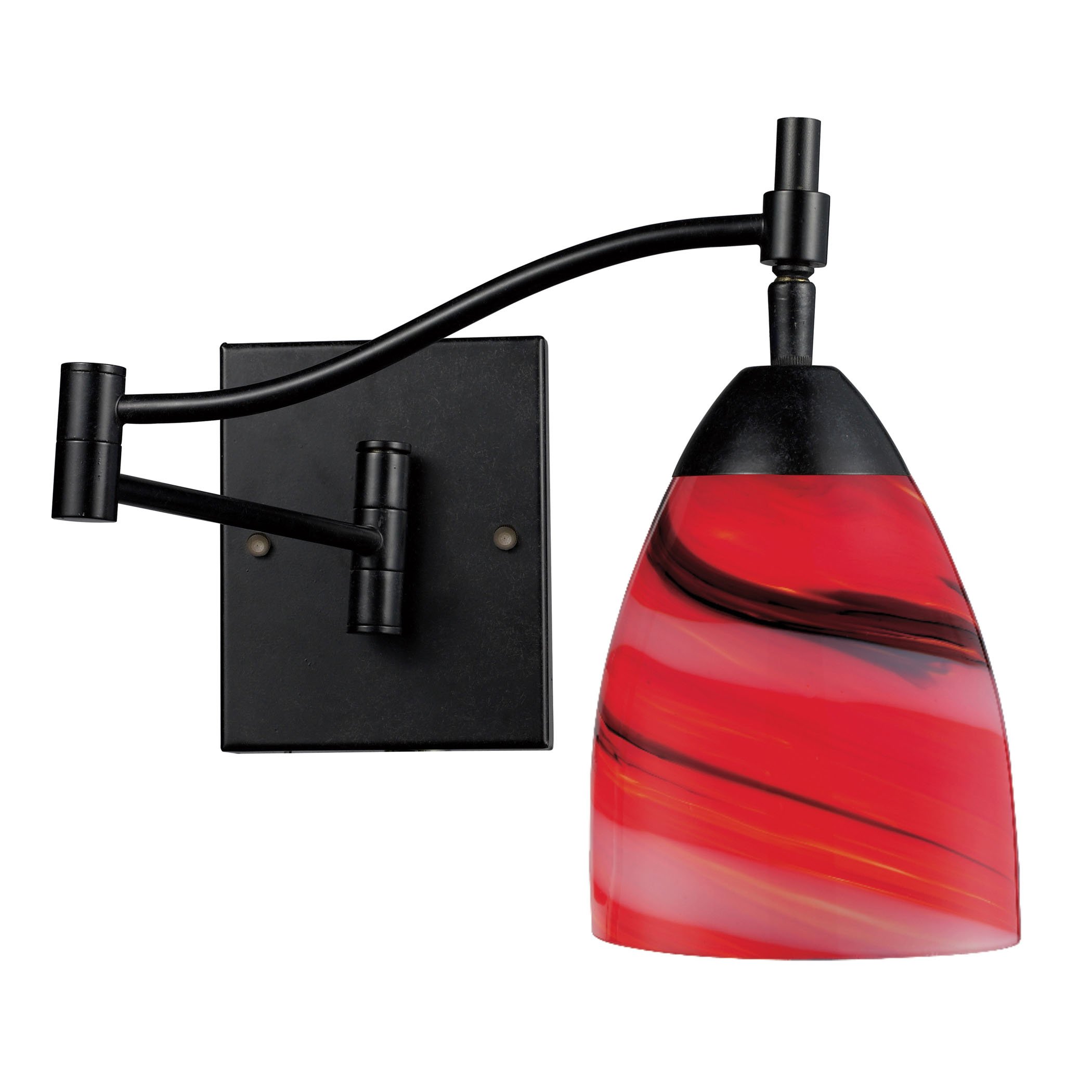 Celina 1-Light Swing Arm Wall Sconce - Dark Rust Finish with Candy Glass Shade | Bedroom, Living Room, Hallway Lighting Fixture