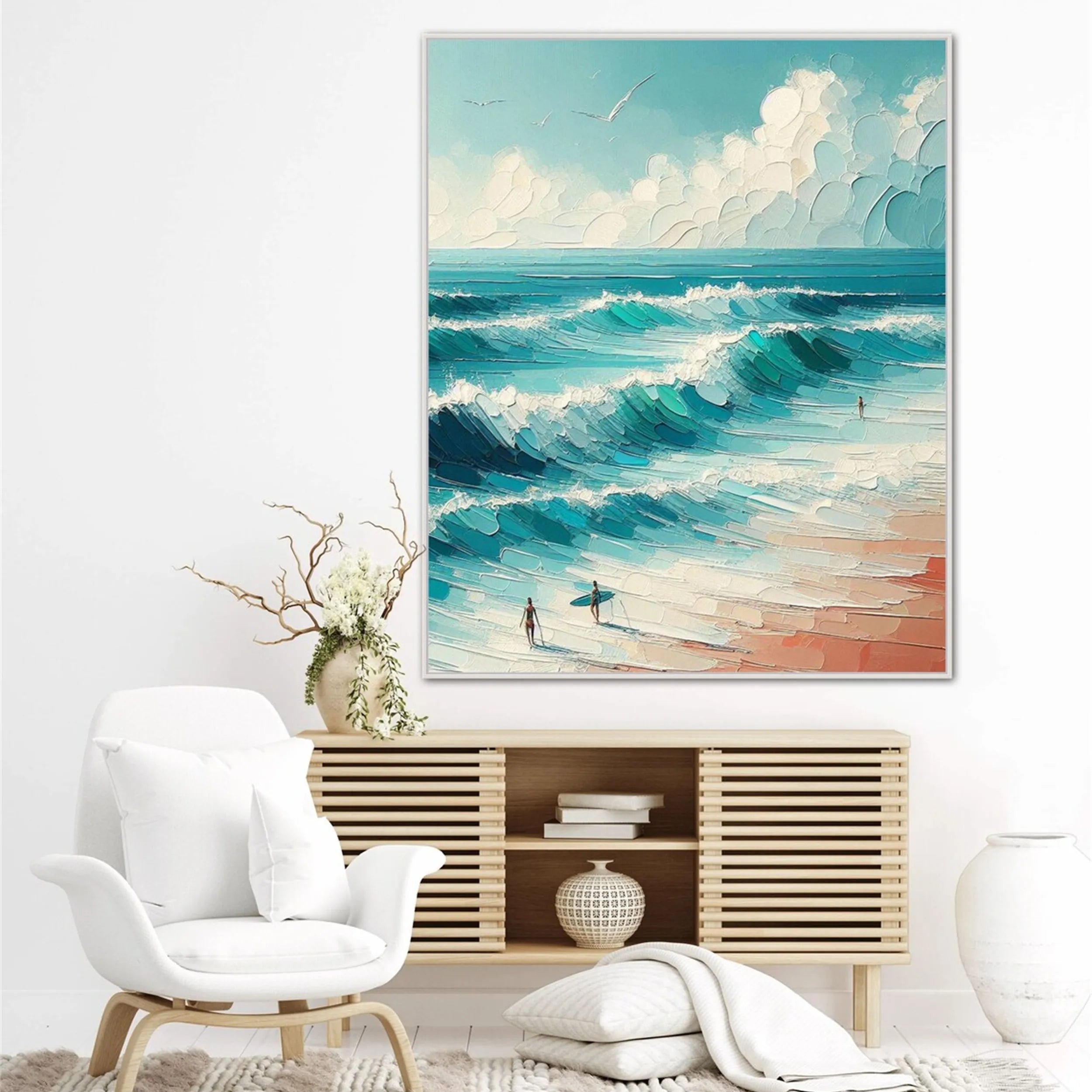 Ocean and Sky Painting #OS 139 - Handmade Seascape Wall Art for Home & Office Decor - Perfect for Living Room, Bedroom or Beach House
