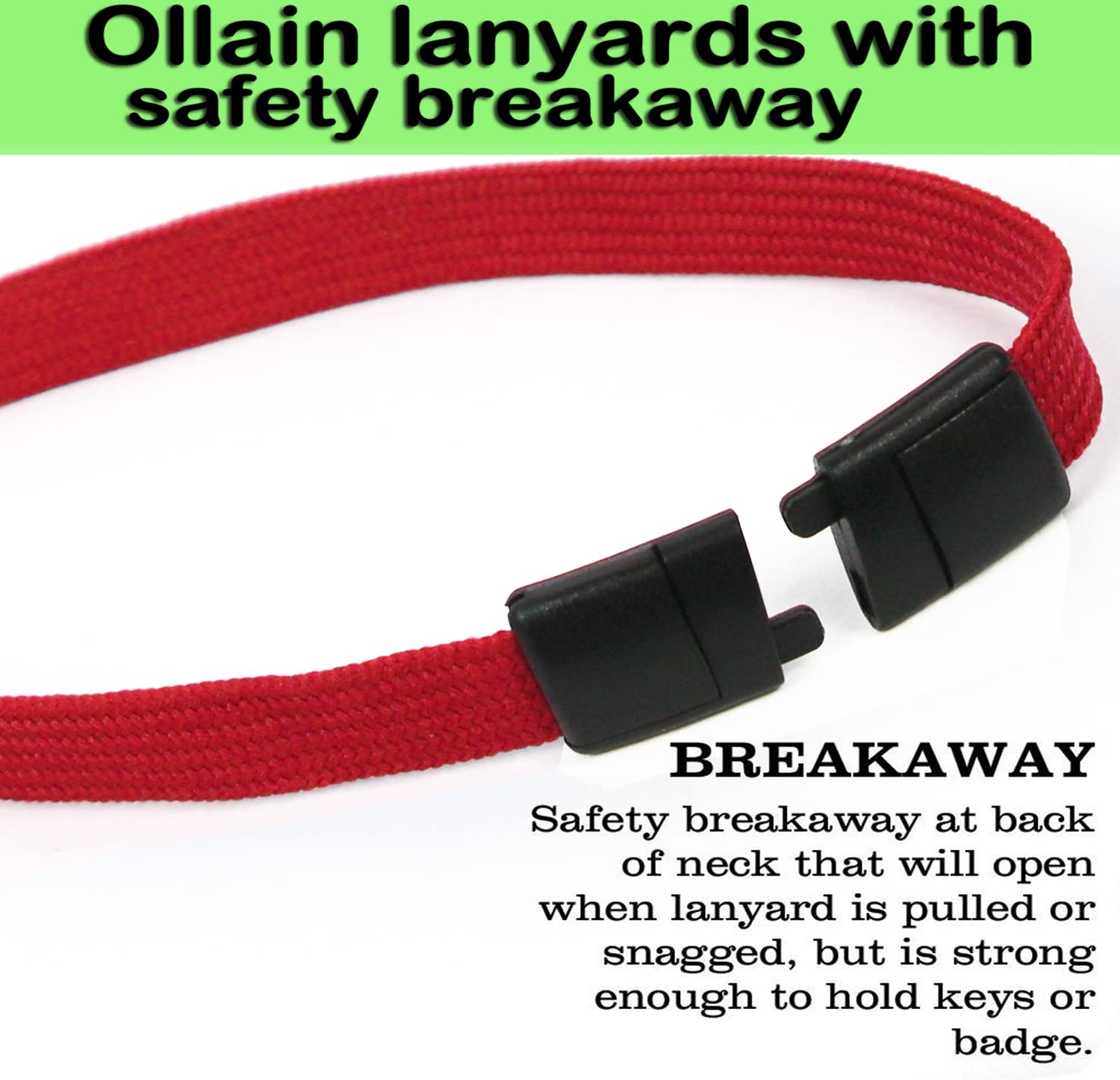 Premium Breakaway Lanyards with J-Hook - 100 Pack (Red) for ID Badges & Business Cards - Office & Cruise Use