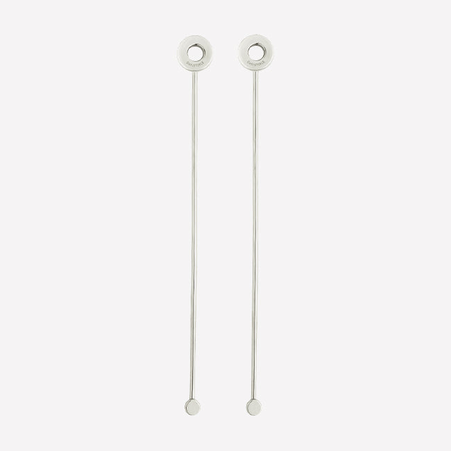 Christofle Oh De Cocktail Stirrers Set of 2 - Premium Stainless Steel Bar Mixers for Cocktails, Martinis & Drinks - Elegant Home Bar Accessories & Party Essentials