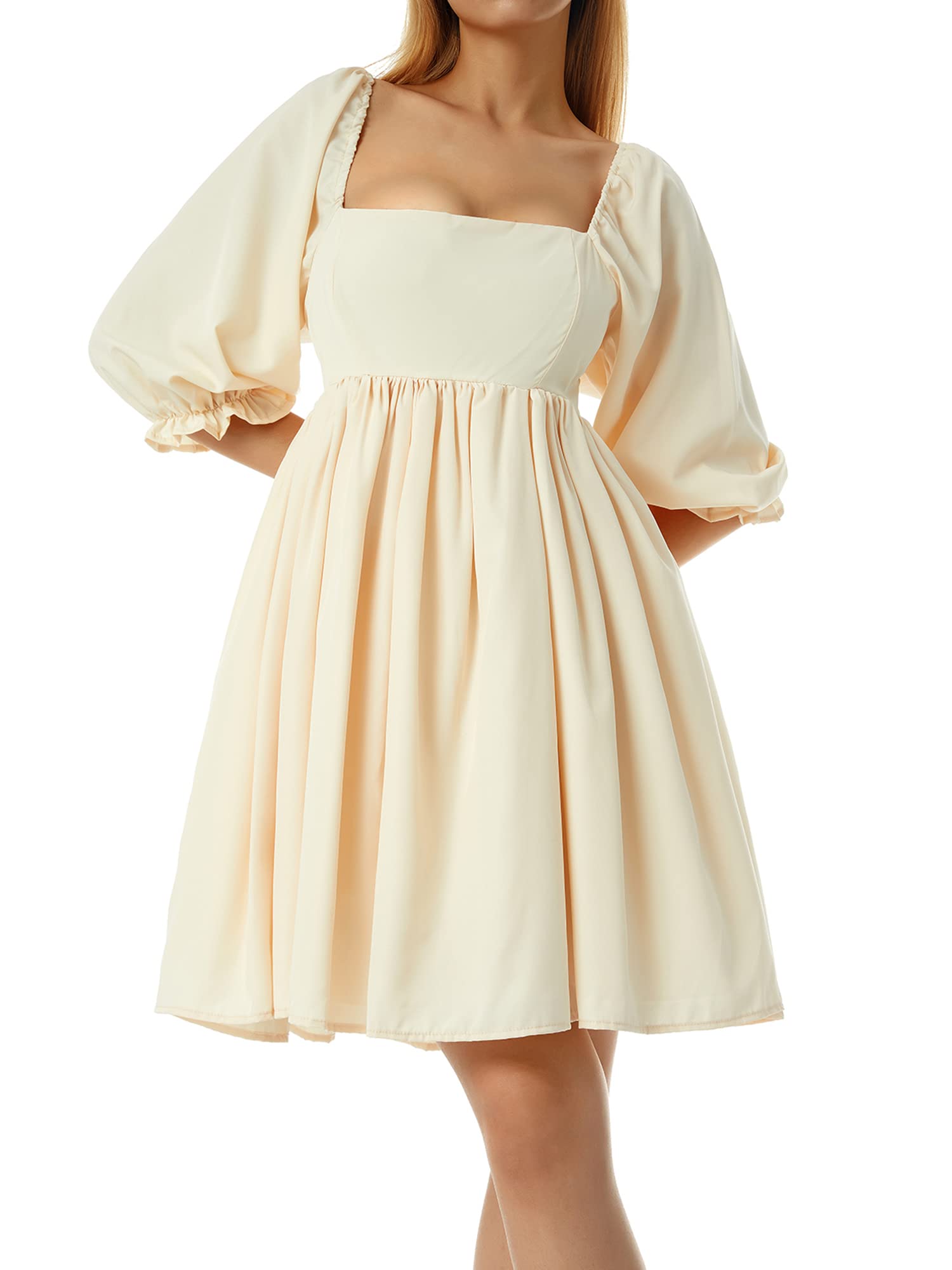 Women's Puff Sleeve Mini Dress - Tulle Princess Prom Dress for Party & Wedding