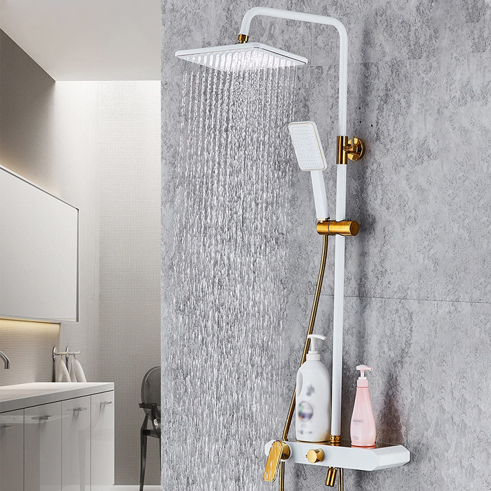 Premium 3-Mode High Pressure Shower Head Set - 2 in 1 Handheld & Rainfall Shower System with Wall Mounted Faucet Trim for Spa-Like Bathroom Experience | Perfect for Master Bath, Guest Bath & Luxury Home Renovation
