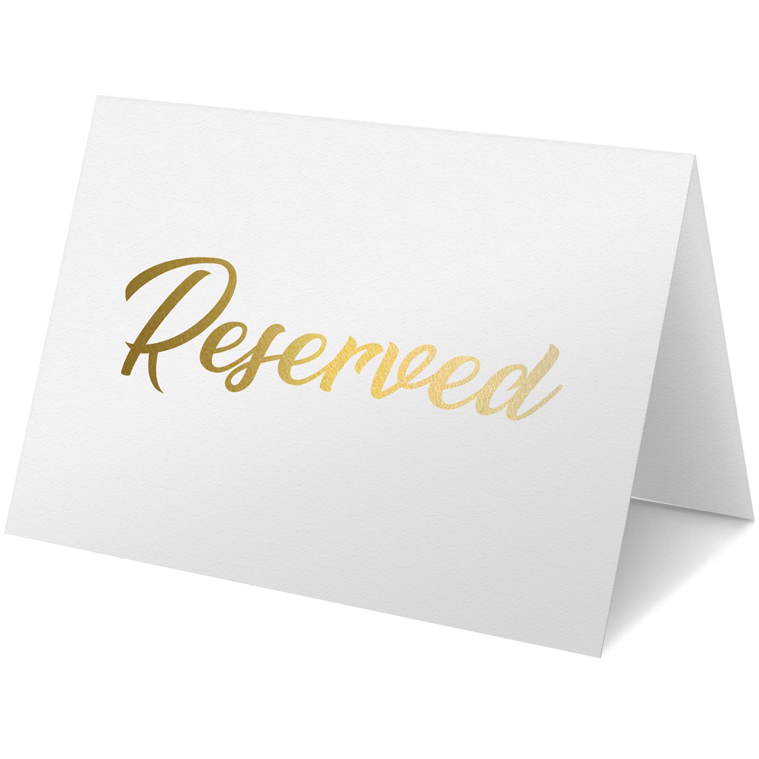 10-Pack White Reserved Table Signs with Gold Foil Design - Elegant Double-Sided Cardstock Table Tent Cards for Weddings, Banquets & Parties - Perfect for Reserved Seating at Events, Receptions & Special Occasions