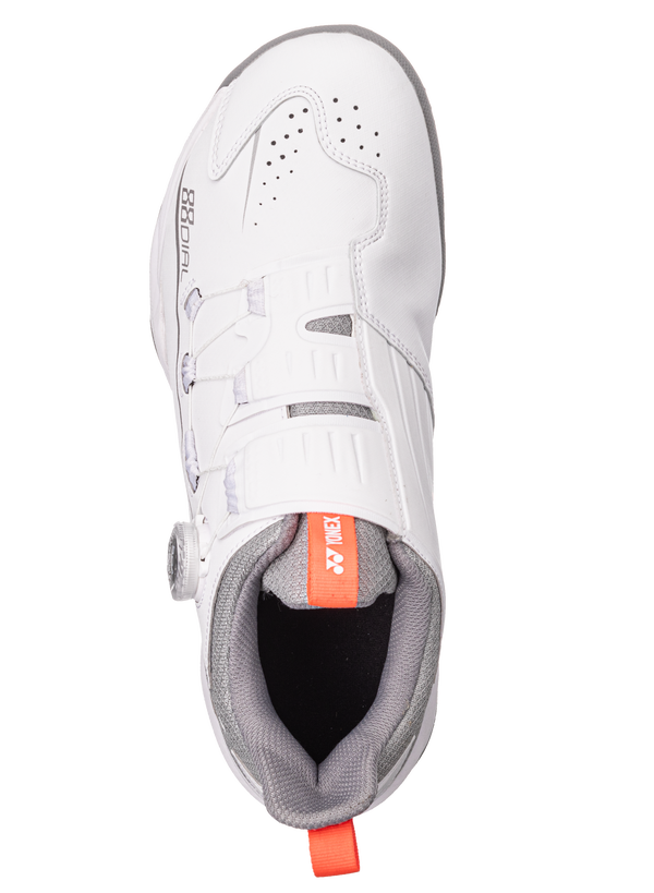 Yonex Power Cushion 88 Dial 2 Wide Unisex Badminton Shoes - Matte White | Lightweight Cushioned Court Shoes for Badminton & Indoor Sports | Perfect for Competitive Play & Training