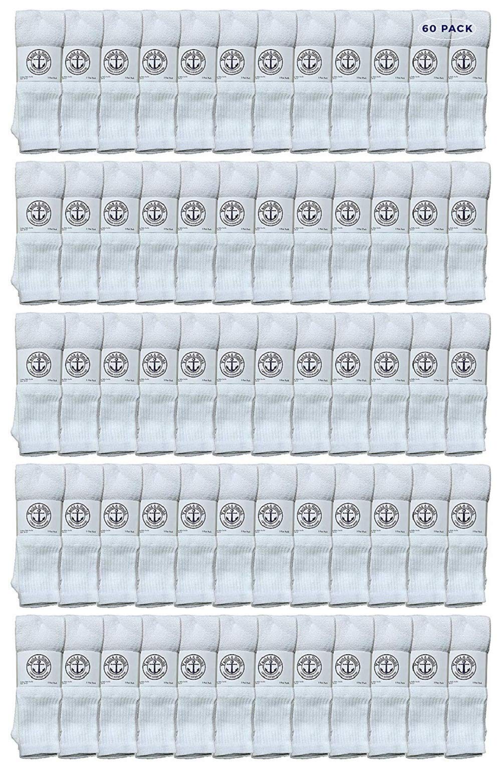 60 Pairs Yacht & Smith 30 Inch Men's Long Cotton Tube Socks - Bulk Wholesale Athletic Socks for Sports, Running, Hiking & Casual Wear (Size 10-13)