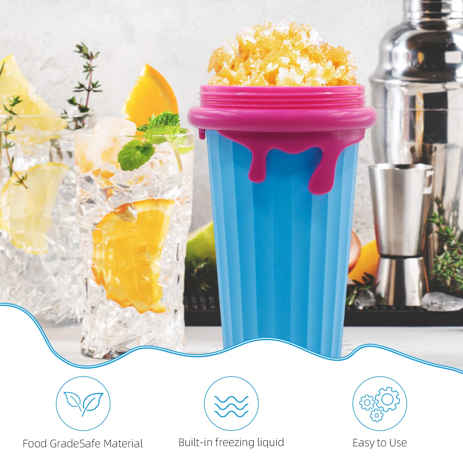 Premium 500ML Slushy Maker Cup - Large Capacity Frozen Magic Cup for Milkshakes, Smoothies & Slushies | Perfect for Summer Parties, BBQs & Kids Treats | BPA-Free Freeze Mug with Quick Cooling Technology