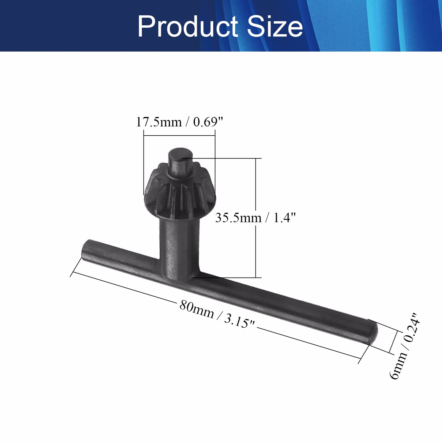 2 Pcs Black Drill Chuck Key Set - 3/50