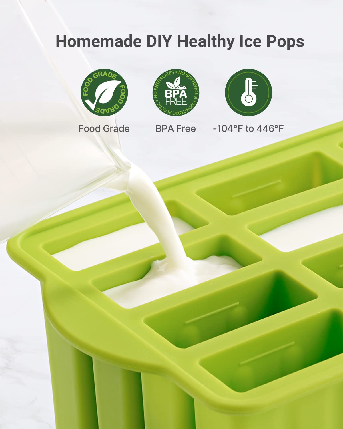 **MEETRUE 12-Piece Silicone Popsicle Molds - BPA-Free, Easy-Release Ice Pop Maker for Homemade Treats | Includes 50 Popsicle Sticks & Cleaning Brush | Perfect for Summer Snacks, Kids' Parties & Healthy Desserts**