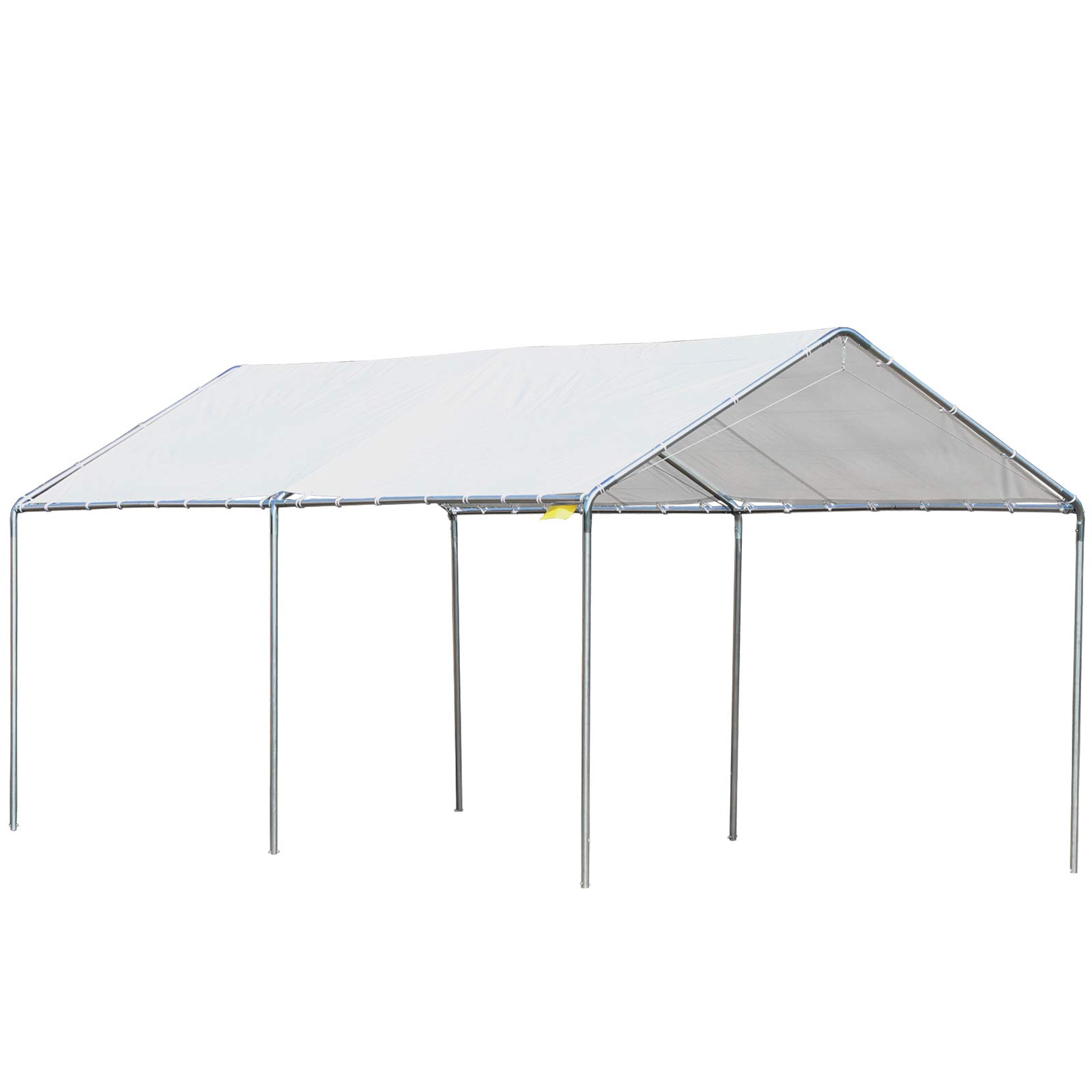 Outsunny 10'x20' Heavy Duty Galvanized Steel Carport Canopy with Anchor Kit & 3 Reinforced Steel Cables - White | Weatherproof Shelter for Cars, Trucks, RVs, Boats & Outdoor Equipment Protection