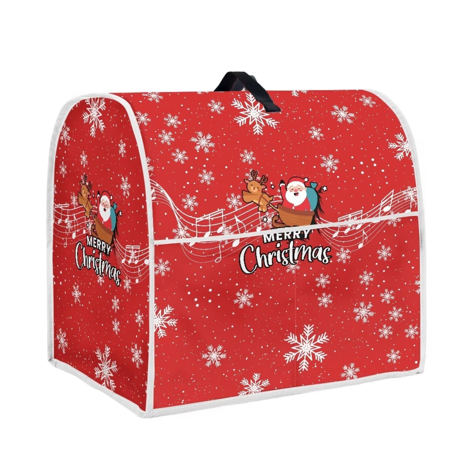 Santa Claus Christmas Stand Mixer Cover with Pockets - Stain Resistant Snowflake Design - Fits Pioneer Woman Mixers (Small Size) - Perfect for Holiday Baking & Kitchen Decor