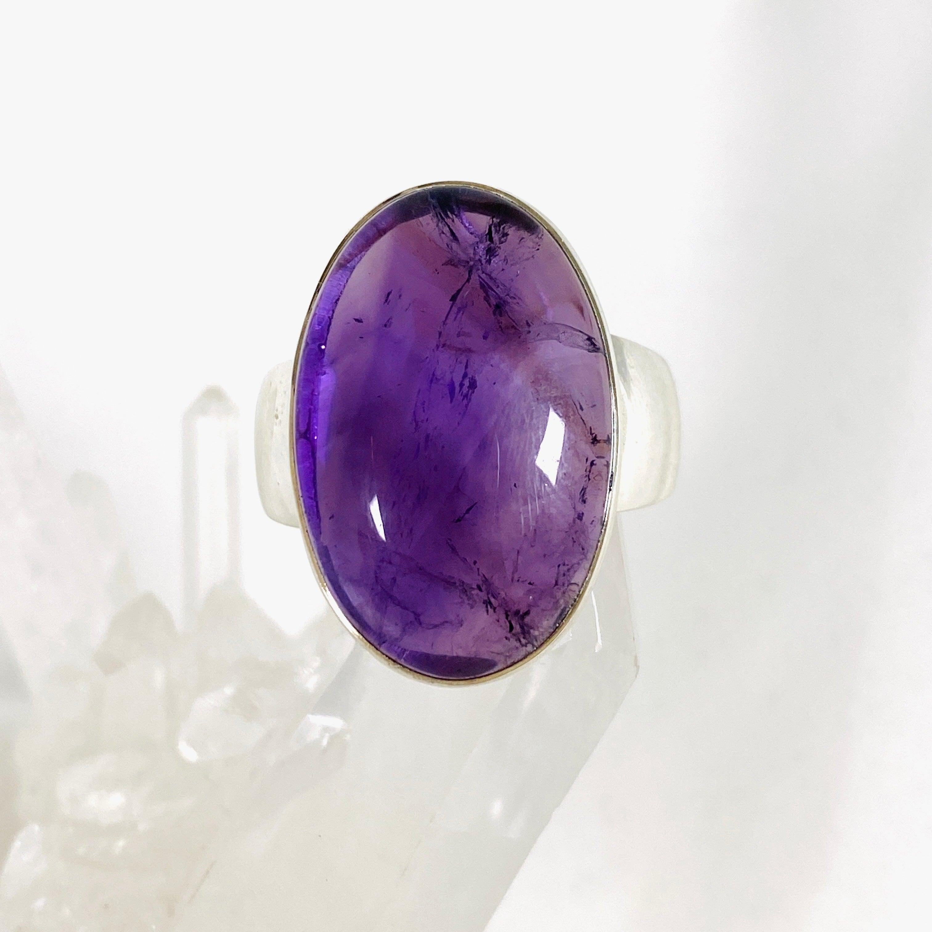 Amethyst Oval Ring for Women - Size 11 - KRGJ2968 - Elegant Purple Gemstone Jewelry for Everyday Wear & Special Occasions