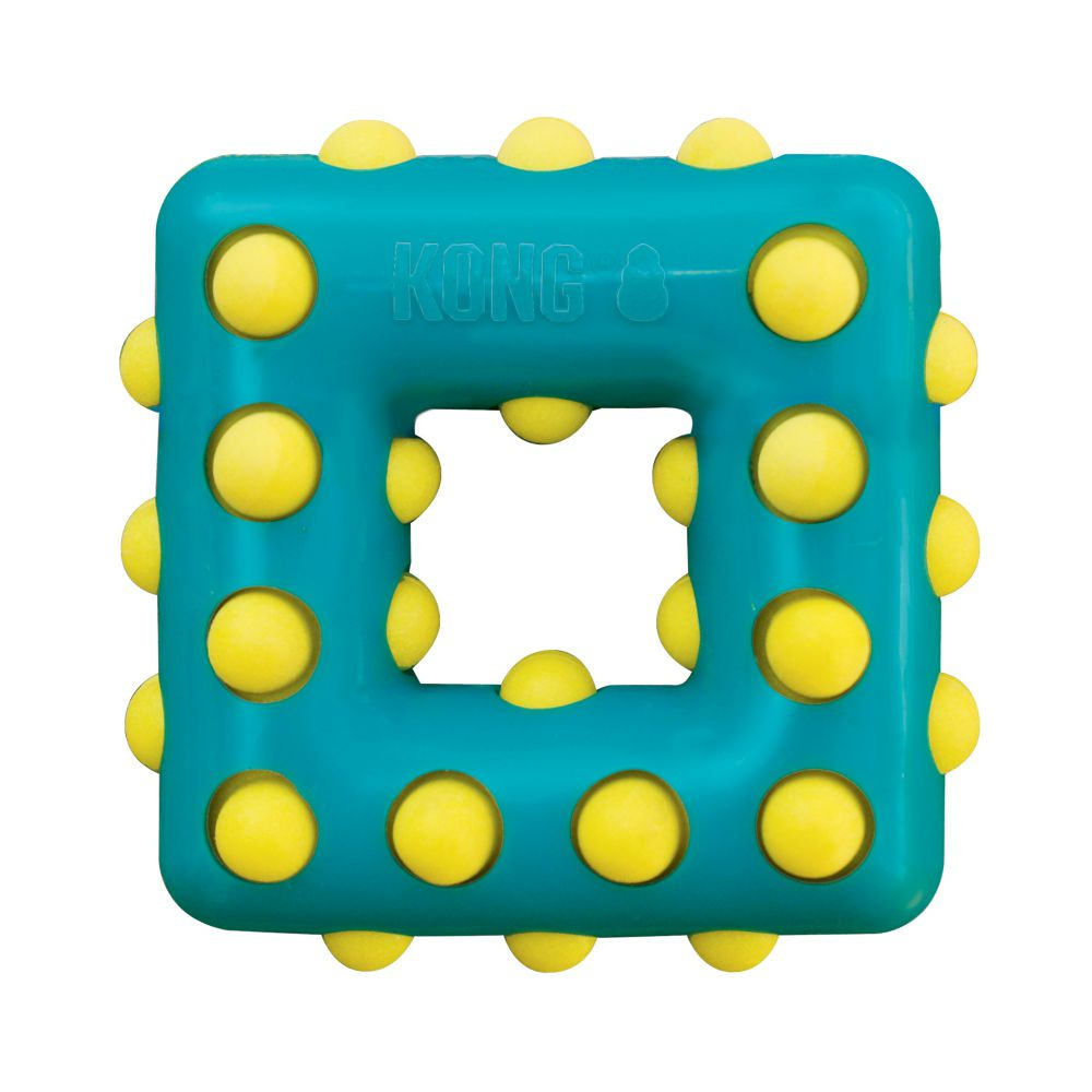 KONG Dotz Square Dog Chew Toy - Durable Interactive Puzzle for Small & Medium Dogs - Perfect for Teething, Training & Playtime at Home or Outdoors