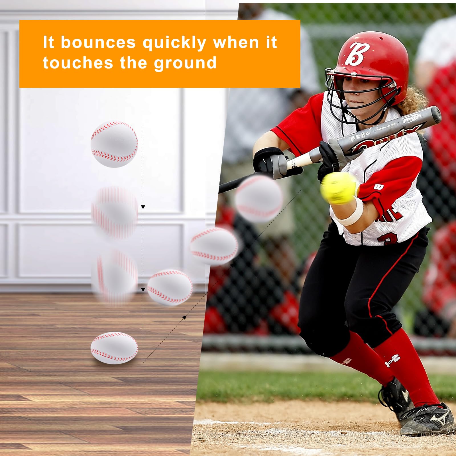 **Urspasol 6 Pack Soft Foam Baseballs with Mesh Bag - Safe Training Balls for Youth & Teen Players - Indoor/Outdoor Practice, T-Ball, Backyard Games, School PE Class**