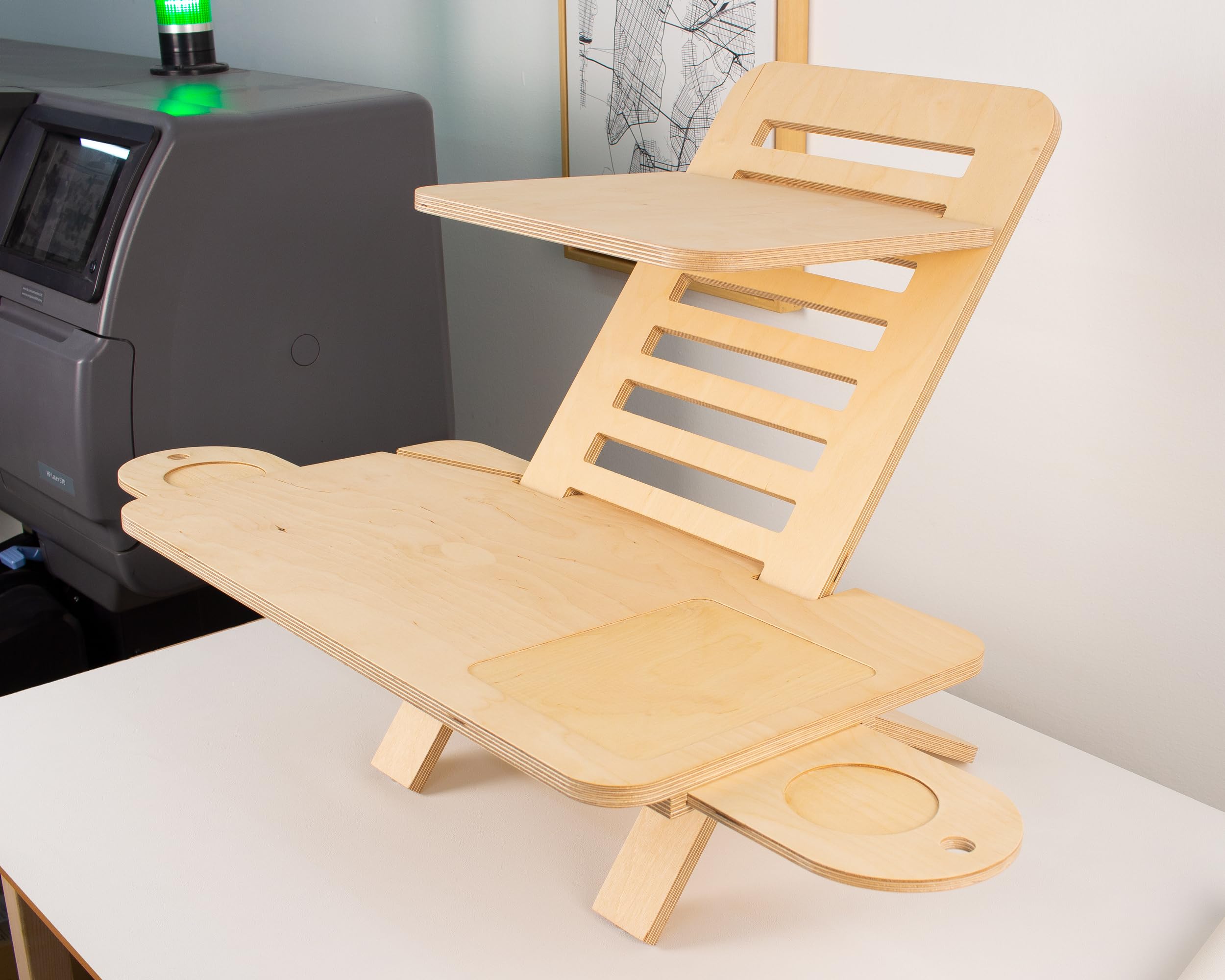 Adjustable Wood Laptop Stand for Standing Desk - Ergonomic Birch Plywood Monitor Riser - Home Office Workstation & Computer Desk Organizer - Perfect for Remote Work, Gaming Setup, and Workspace Ergonomics