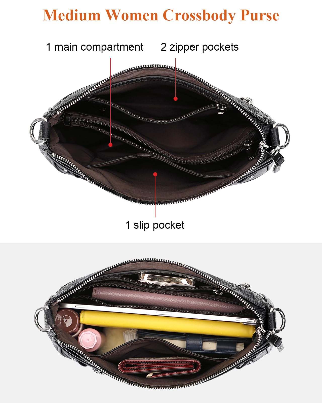 Stylish Over Earth Leather Crossbody Bags for Women - Small Hobo Purse with Adjustable Strap, Ladies Shoulder Bag for Daily Use, Travel & Shopping