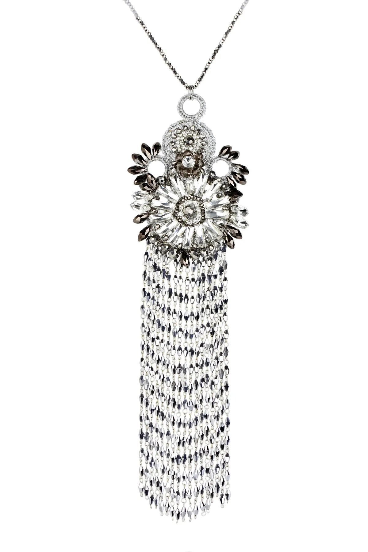 Elegant Crystal Tassel Statement Necklace for Women - Luxury Party Jewelry for Evening Gowns, Weddings & Special Occasions