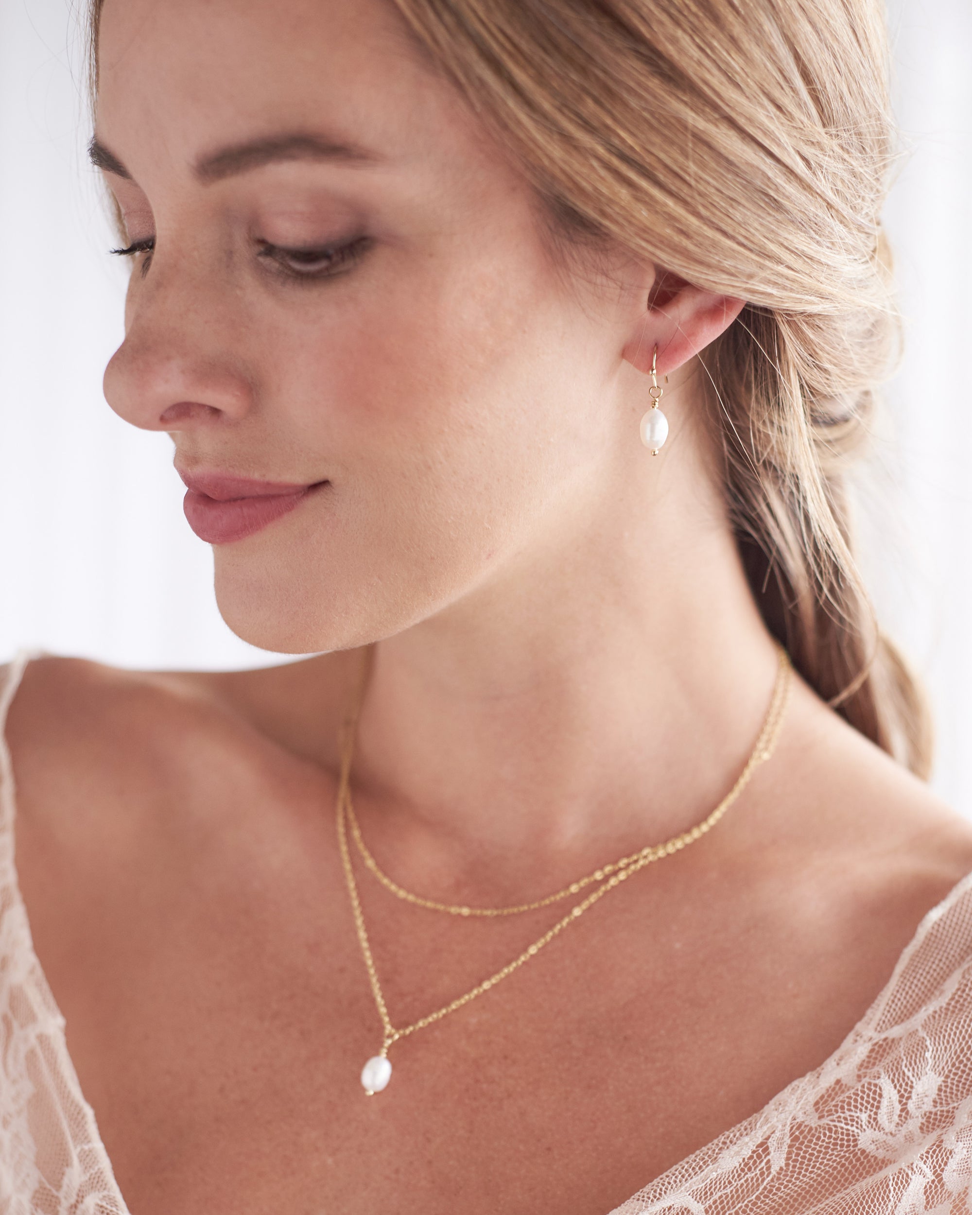 Layered Pearl Drop Bridesmaid Jewelry Set - Elegant Necklace & Earrings for Weddings, Parties & Special Occasions