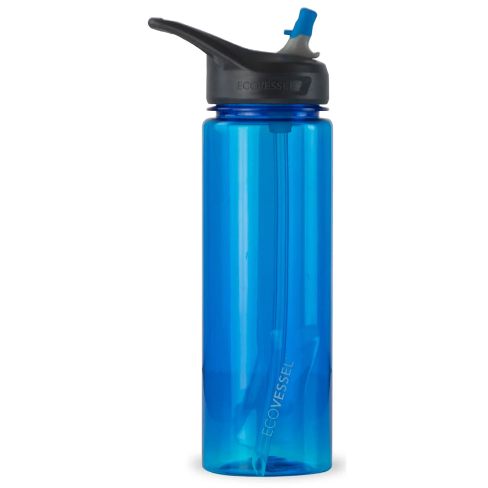 EcoVessel The Wave 24oz BPA-Free Plastic Water Bottle with Straw Lid - Leakproof & Durable for Gym, Hiking, Travel & Everyday Hydration
