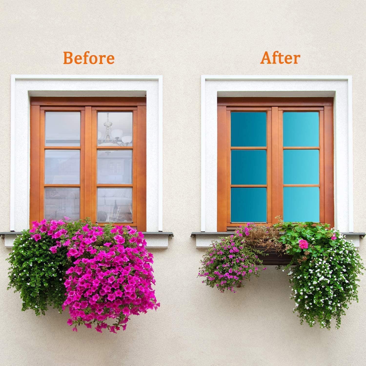 One Way Mirror Window Film - Daytime Privacy Reflective Tint, Self-Adhesive UV & Heat Control Decorative Film for Home & Office (Blue & Silver, 2Mil, 60