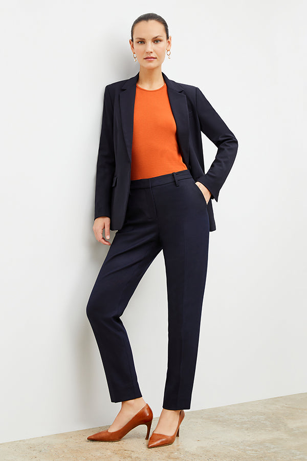 Premium Washable Wool Twill Mejia Pants - Dark Navy | Comfortable & Durable Office Wear & Travel Essentials